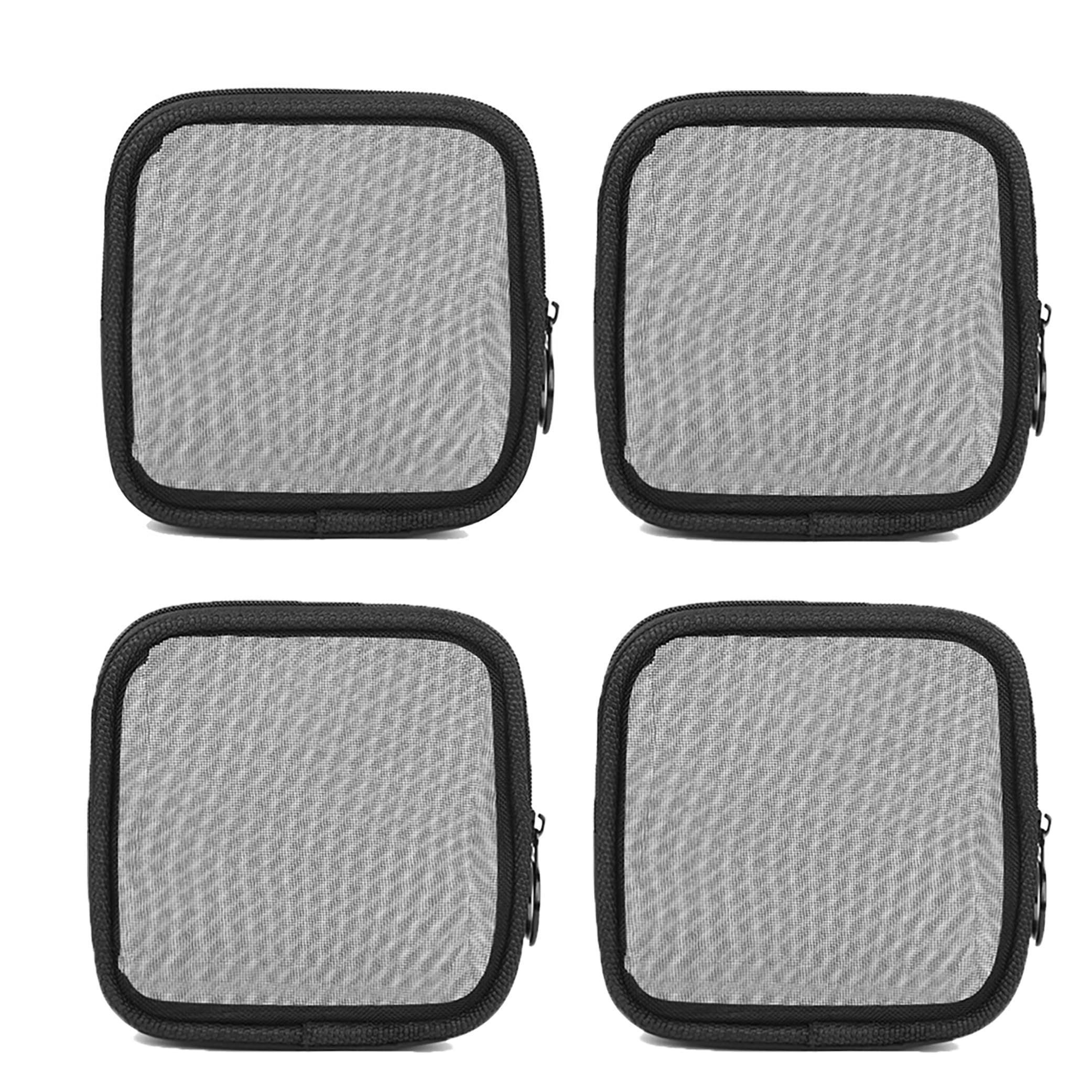 ALMEKAQUZ Mesh Makeup Bag,Mini Portable Makeup Cosmetic Travel Toiletry Purse Bag,4 Pcs Clear Toiletry Pouch,for Daily Toiletries Accessories(Black)