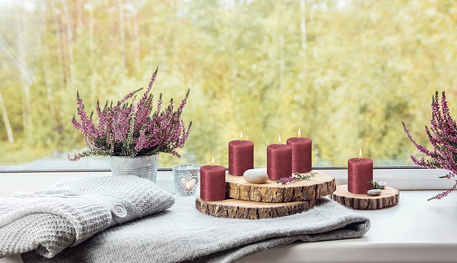 BOLSIUS Red Shimmer Metallic Pillar Candles 4 Pack - 2.75 X 3.25 Inches - Premium European Quality - Includes Natural Plant-Based Wax - Unscented Dripless Smokeless 35 Hour Party & Wedding Candles