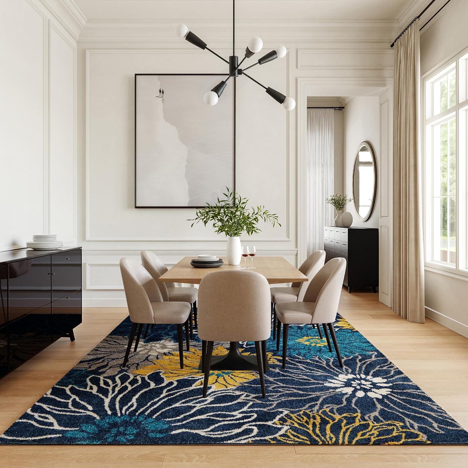 Nourison Home Passion Blue 8' x 10' Area Rug - Easy Clean, Non Shedding, Bed Room, Living Room, Dining Room, Kitchen (8' x 10')