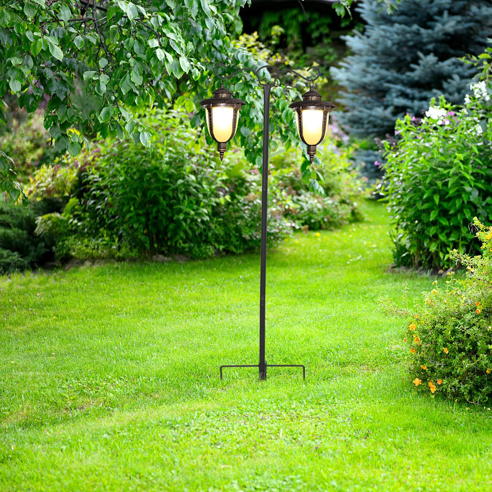 Luci da Giardino con Doppio Gancio Resistente Metallo Verniciato Antintemperie Supporto Robusto per Mangiatoie Uccelli e Fioriere da Esterno Base Stabile Artigli per Cortile e