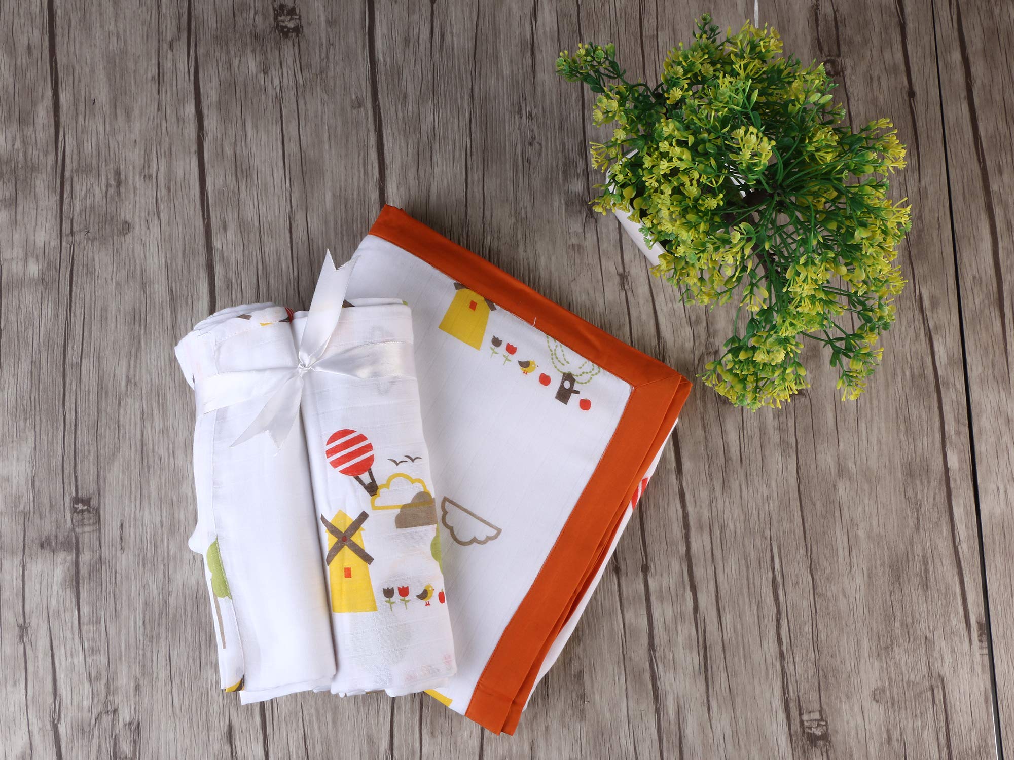 My Milestones 100% Cotton Muslin Baby Blanket - 4 Layered (43x43 inches) - Dutch Country Orange 4