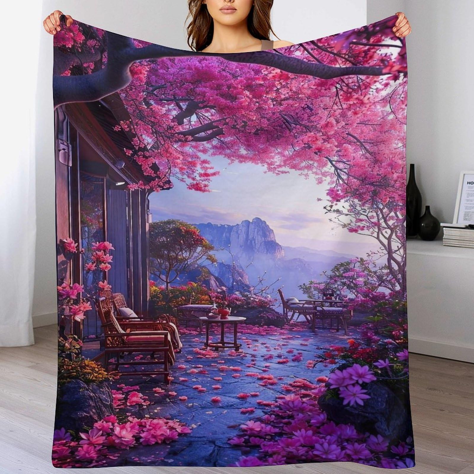 Couverture cerisier japonais : le cadeau idéal doux et lavable