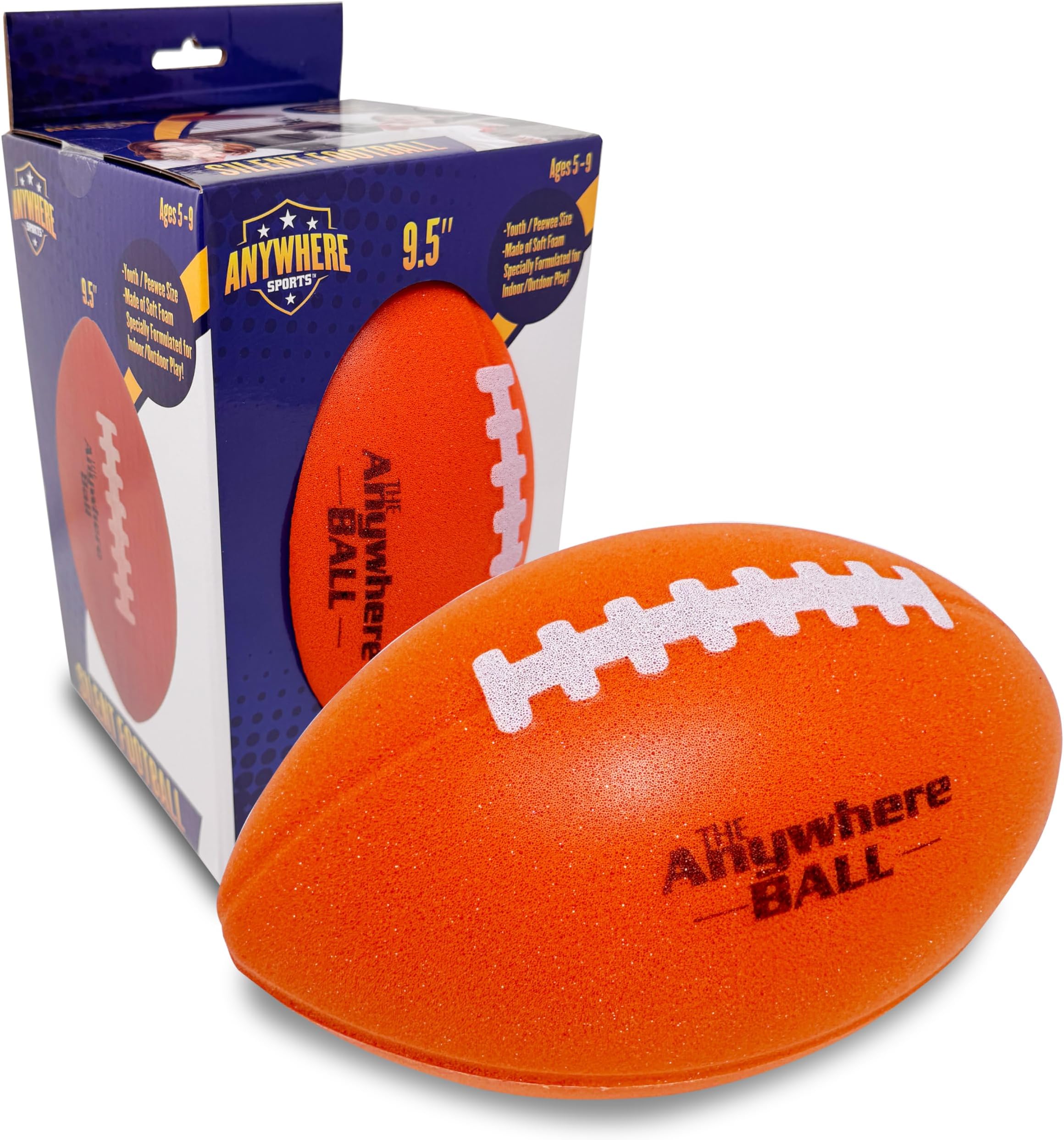 Anywhere Sports - Silent Football - Kids Squishy Foam Super Soft for Junior Football - Orange