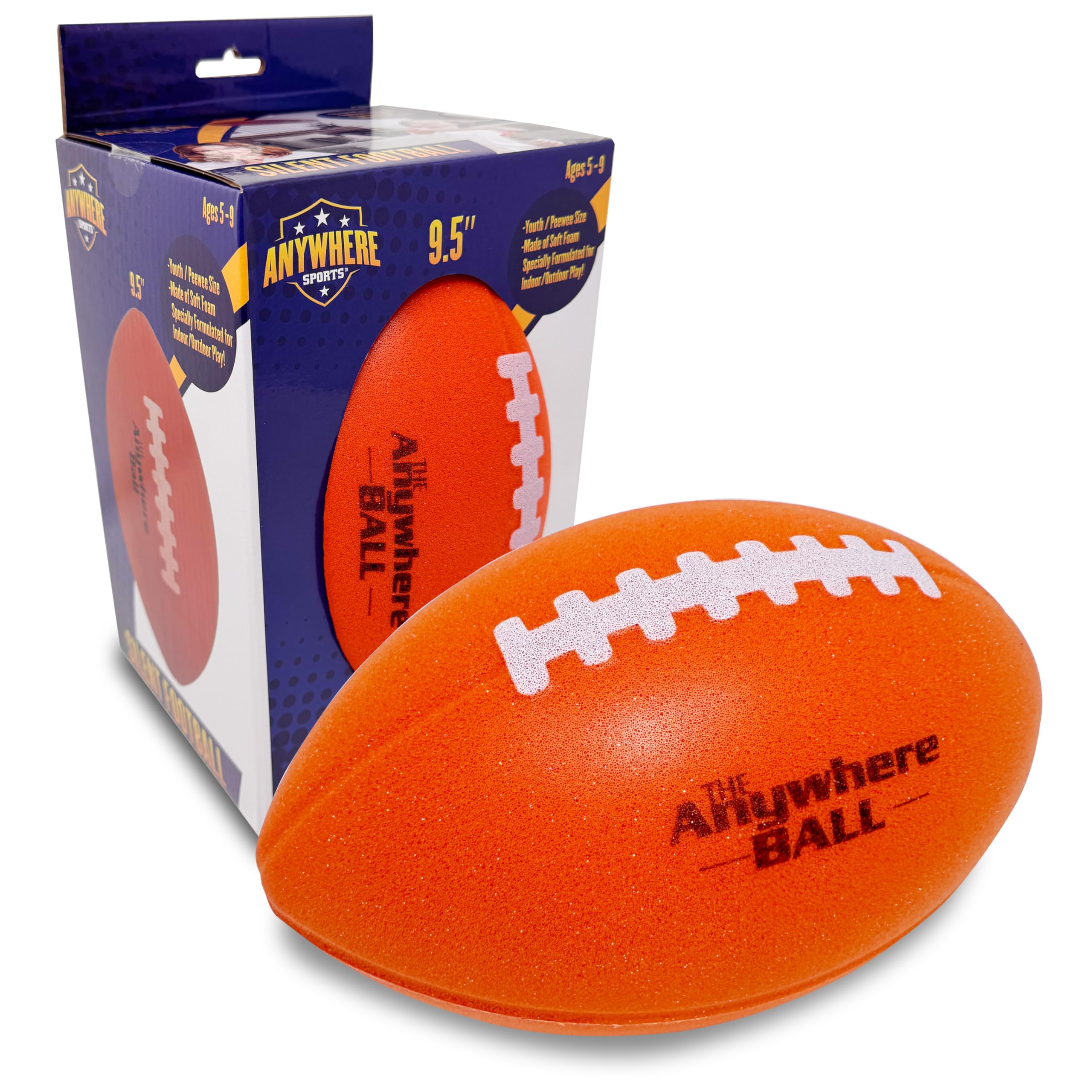 Anywhere Sports - Silent Football - Kids Squishy Foam Super Soft for Junior Football - Orange