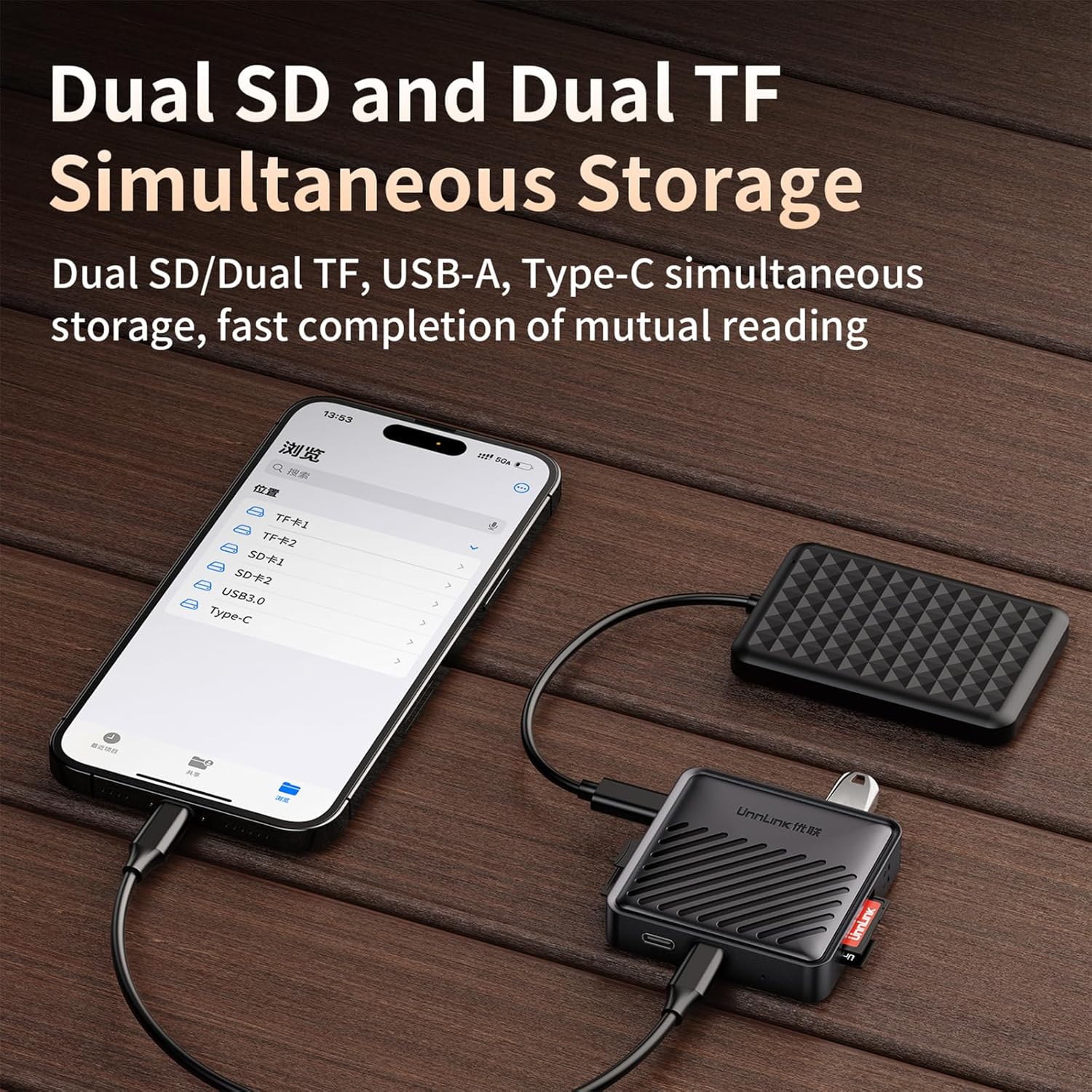 Magnetic USB C Hub Docking Station for 2 TF3.0/2 SD3.0 PD3.0,HDMI 4K@60Hz USB-A 5Gbps USB-C Devices for Android,iPhone 17,16,15 Pro Max and iPad Pro/Air/Mini MacBookPro/Air for Transmission