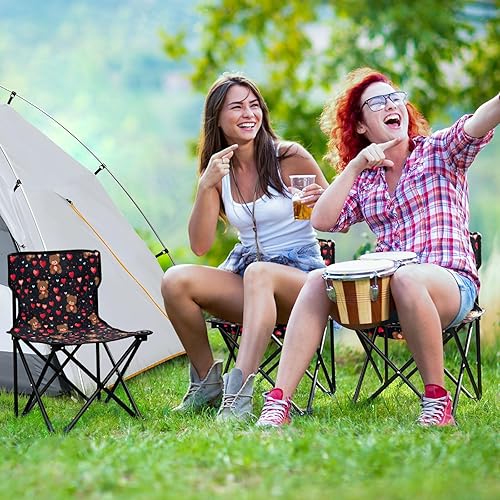 Miniatura 6 de Silla plegable para exteriores, diseño de oso de peluche rosa, para el día de San Valentín, silla de camping portátil para adultos, silla de césped