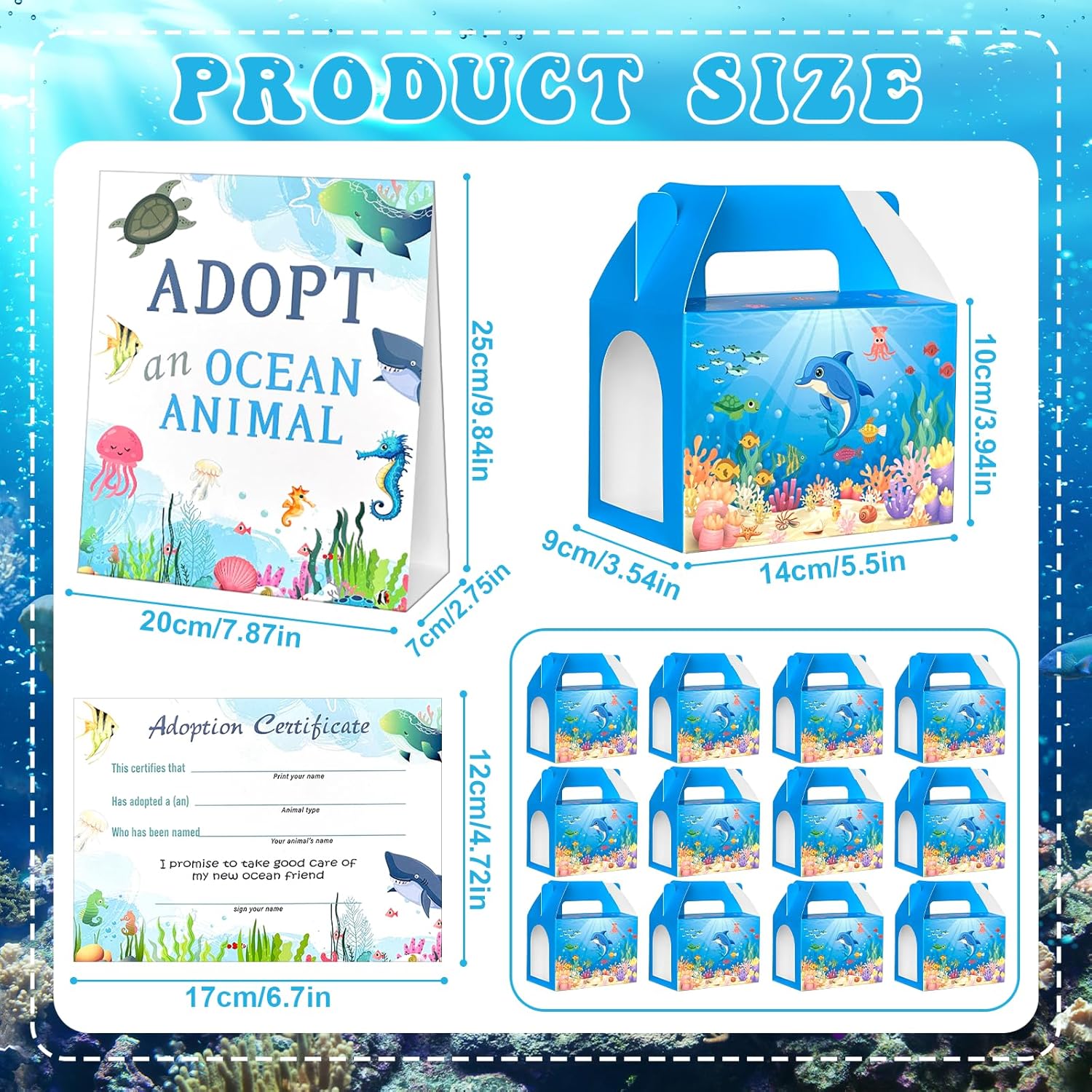 37 Pcs Adopt a Pet Ocean Animal Party Favors Include 12 Mini Plush Marine Shark Animals 12 Sea Animals Boxes 12 Adoption Cards 1 Adopt Signboard for Sea Animal Summer Party Pet Adoption Party