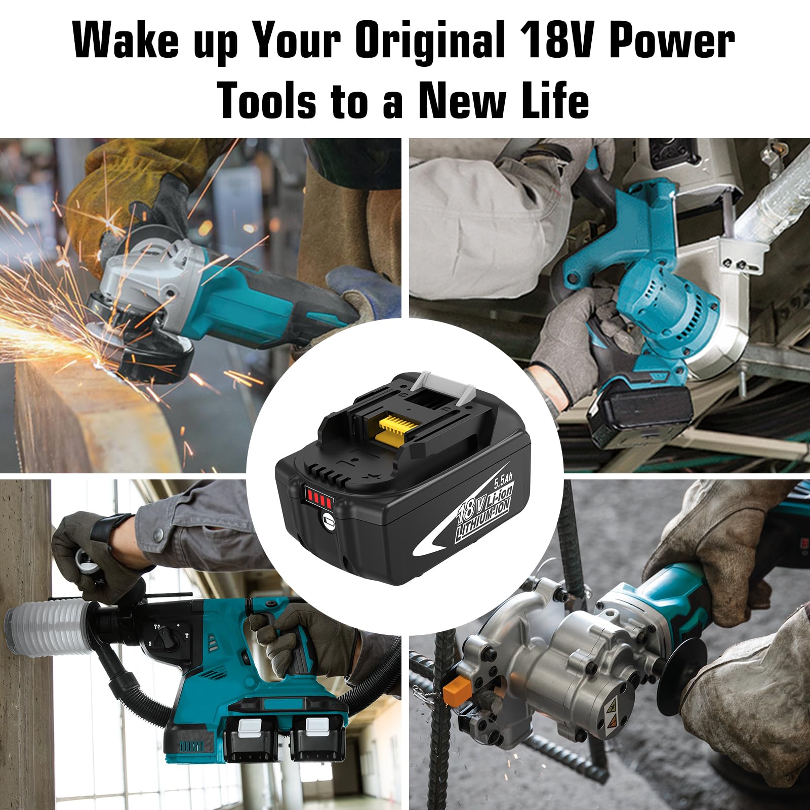 2 Piezas Batería 5,5Ah 18V & DC18RF Cargador LCD para Makita LXT | 5500mAh Li-Ion, Compatible BL1850 BL1860 BL1820 BL1850B BL1830 BL1840 BL1830B, Carga 3A,Para Todo Sistema LXT