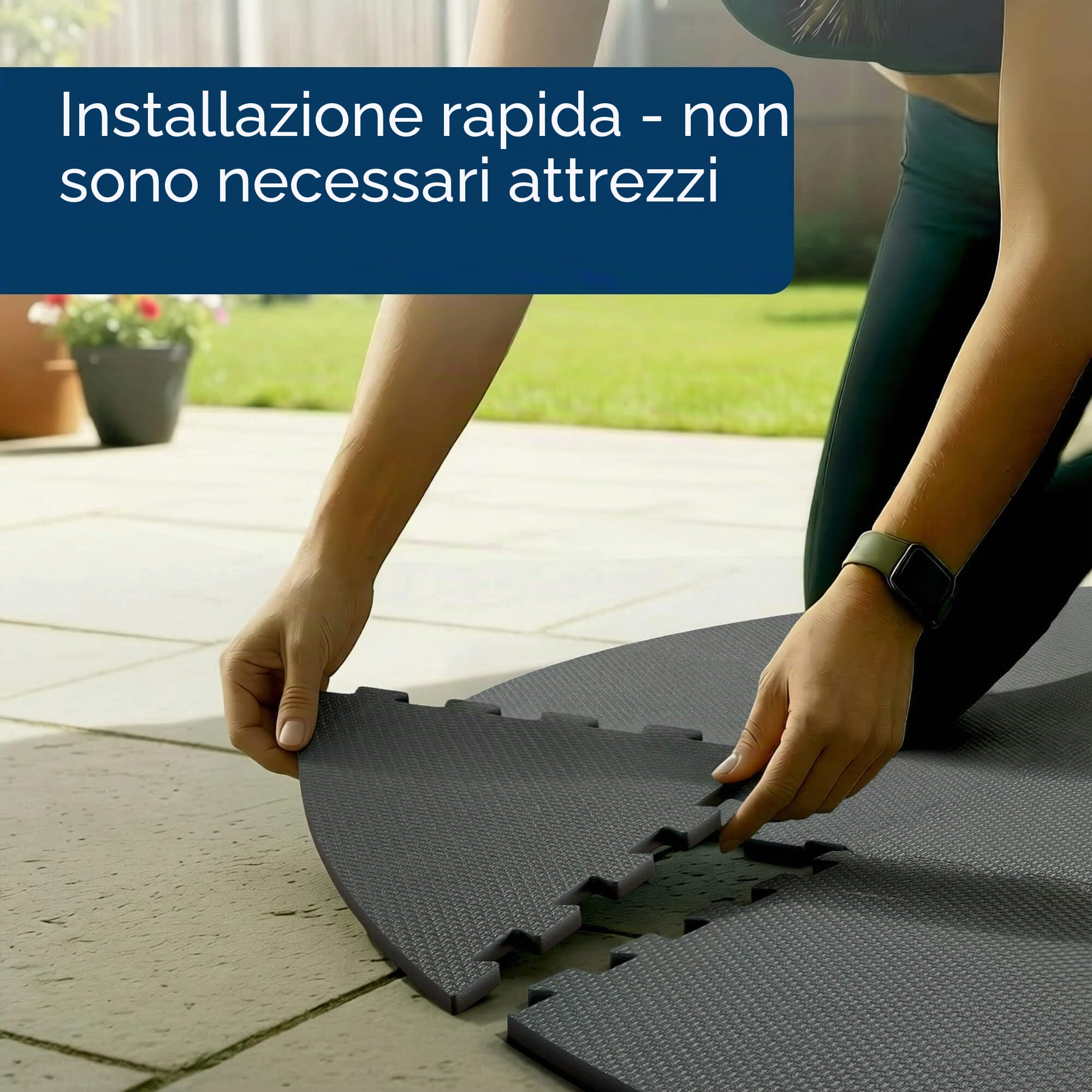 AREBOS Tappetino Protettivo per Piscina e Spa Ø 240 cm | Tappeto Eva Puzzle Rotondo per Vasca idromassaggio | Isolante e Antiscivolo | per Spa gonfiabili da Esterno