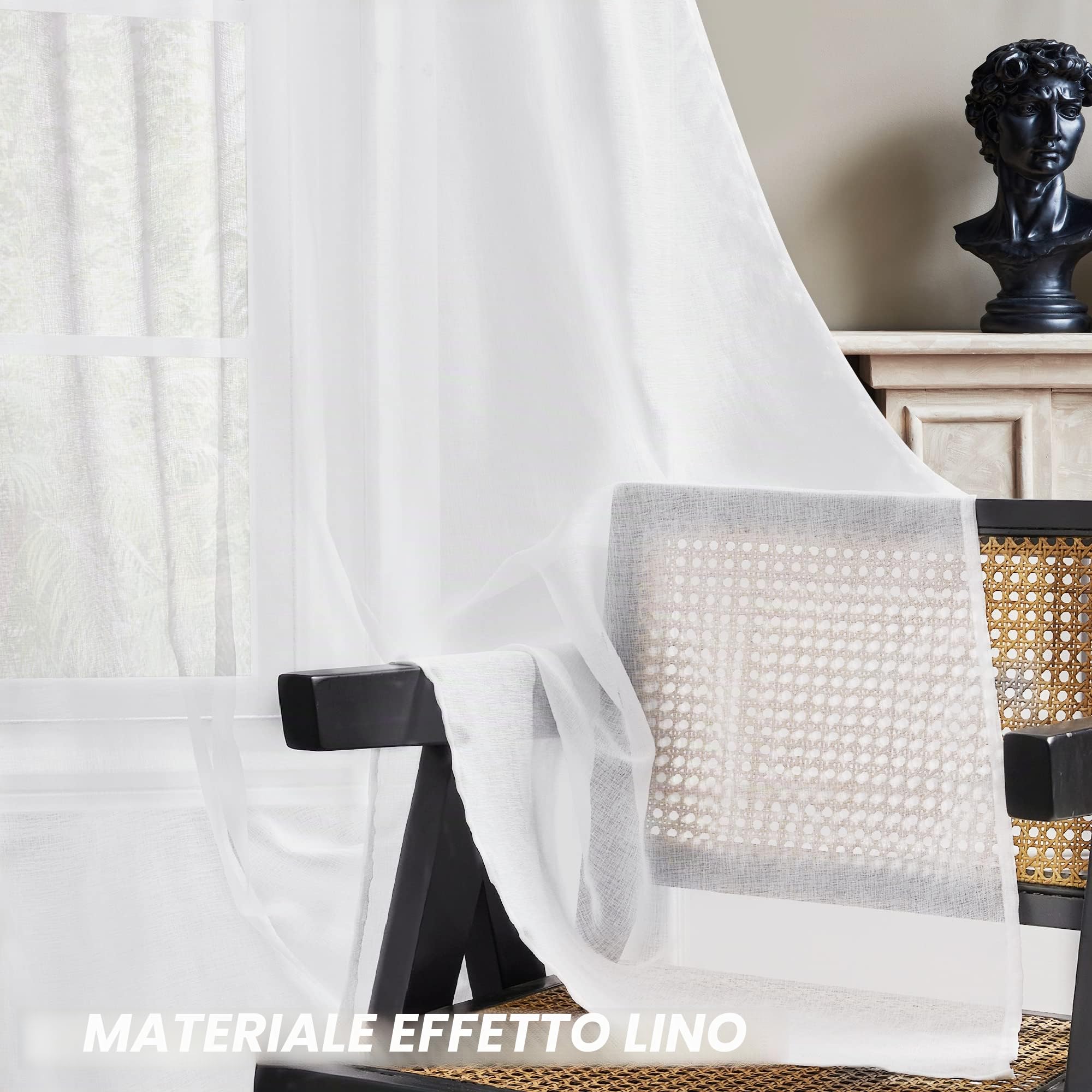 Deconovo Tende Voile Camera da Letto 140x290 cm Bianco 2 Pezzi
