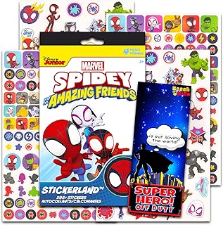 Spidey Potty Training Stickers Bundle - Over 295 Spidey and His Amazing Friends Reward Stickers for Toddlers Plus Superhero Door Hanger | Spiderman Spidey Stickers Party Favors