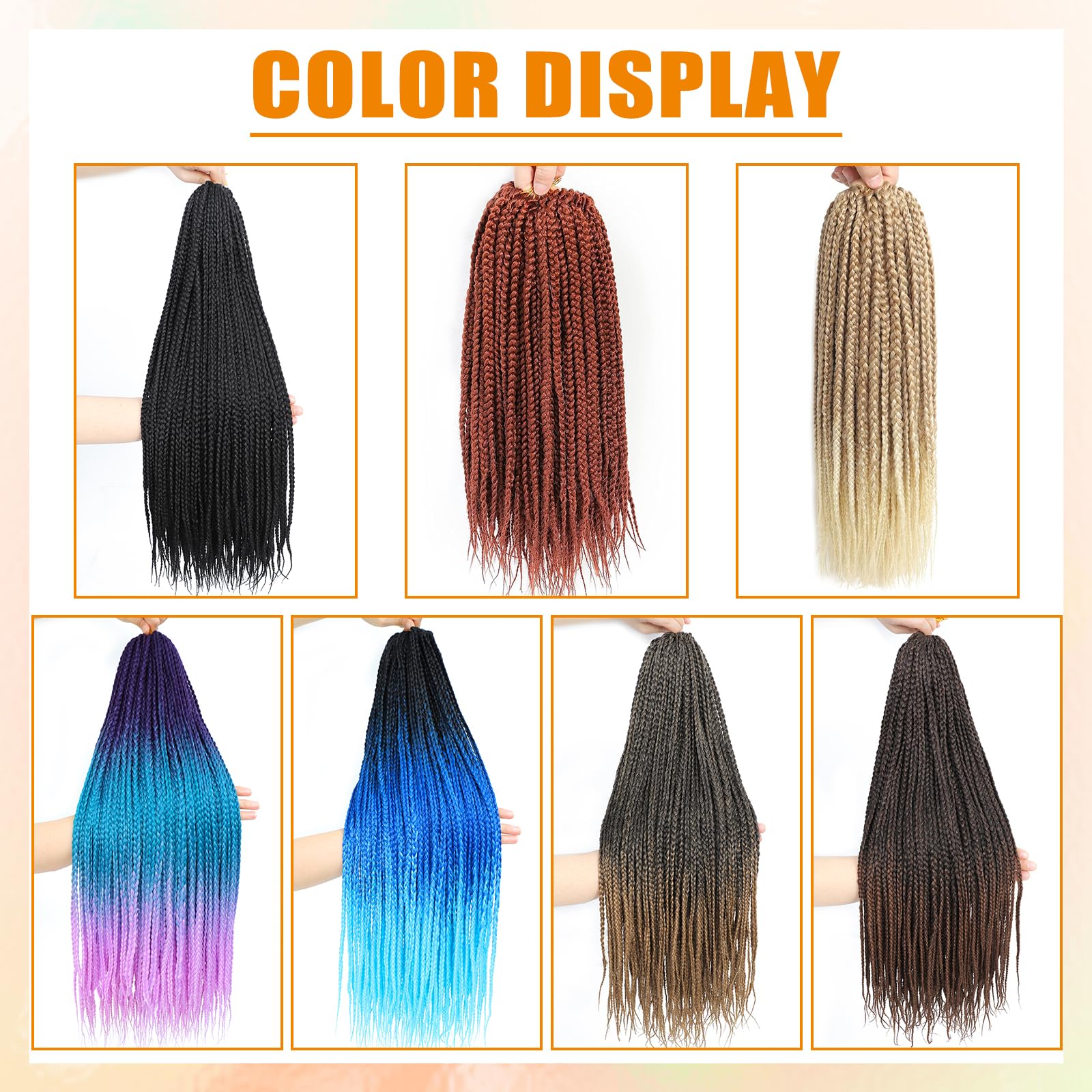 AMLUCKS Box Braids Crochet Hair 6 Packs Pre Looped Knotless Medium 3X Braids Goddess Box Braids Crochet Hair Extensions for Black Women Braiding Hair (350# - Image 4