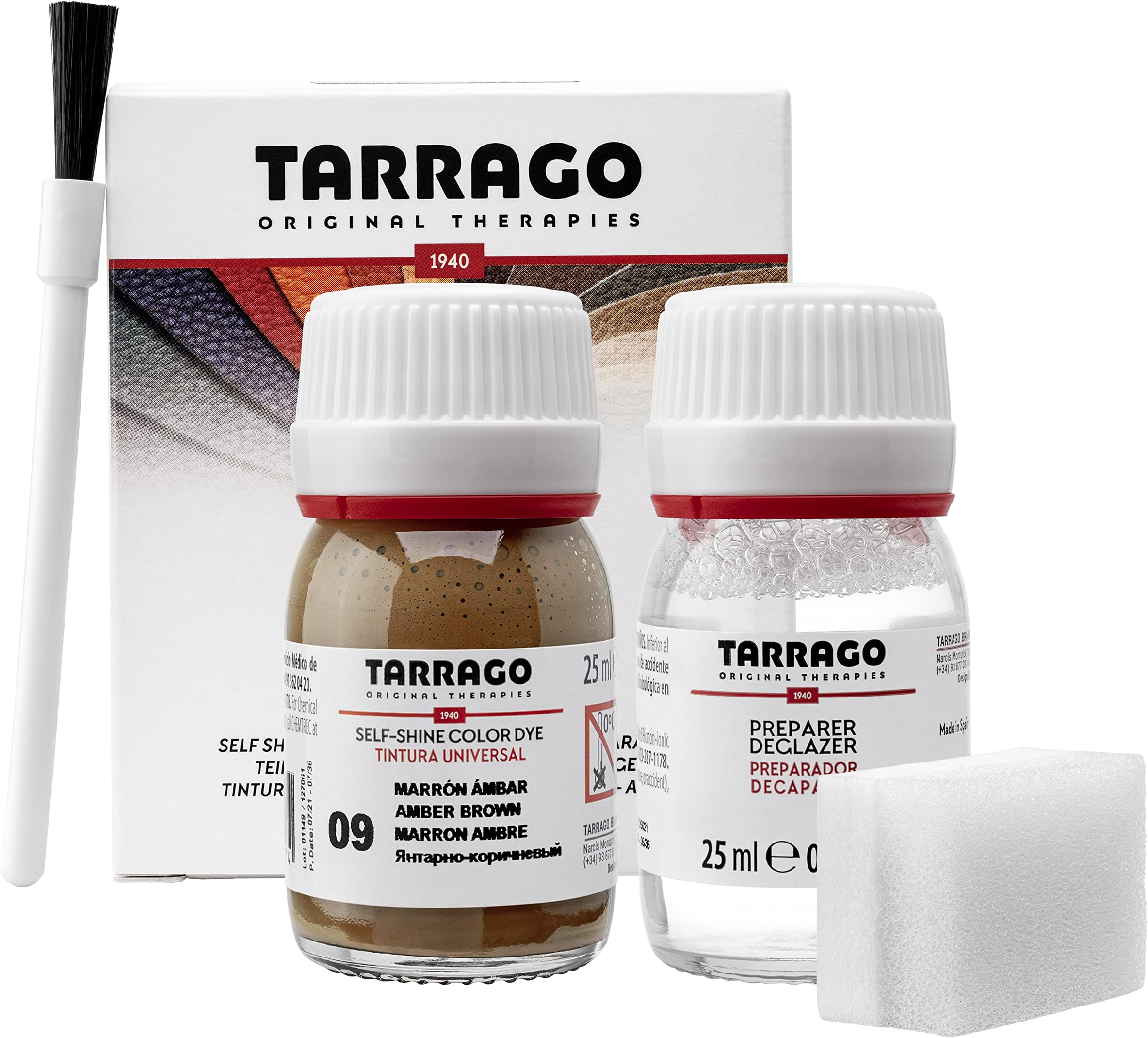 Tarrago | Self Shine Dye Dye Kit 25 ml | Self-polishing dye for shoes, accessories and preparer | Covers scratches and wear of footwear