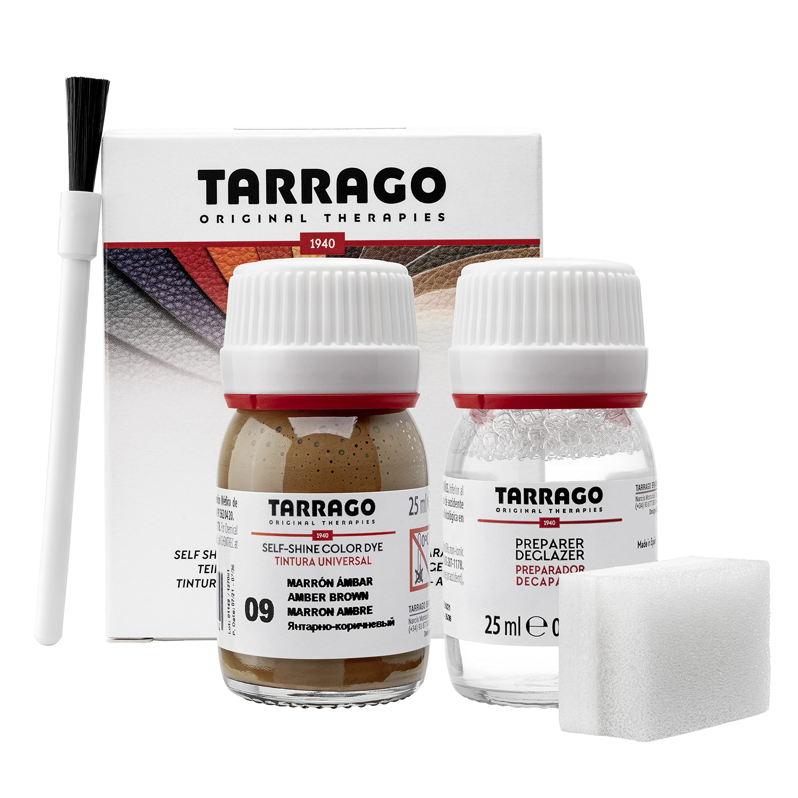 Tarrago | Self Shine Dye Dye Kit 25 ml | Self-polishing dye for shoes, accessories and preparer | Covers scratches and wear of footwear