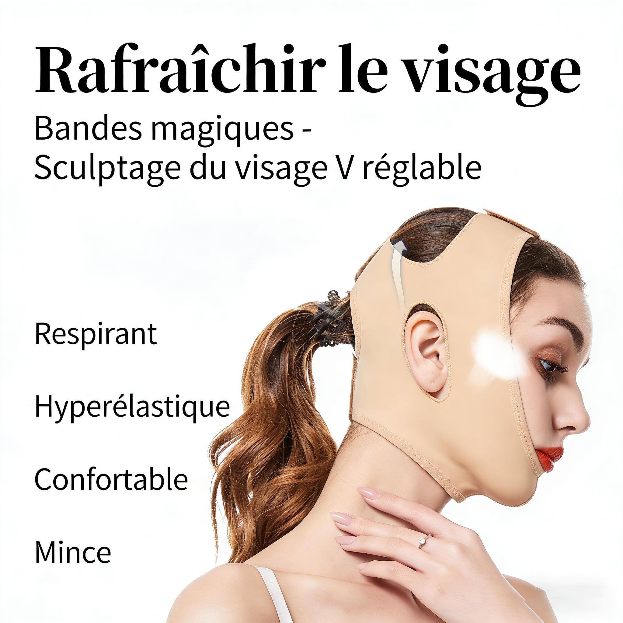 SweetLifty - Bande Raffermissante Pour Le Visage Bande Raffermissante pour le bas du visage, en tissu élastique et respirant, adaptée à tous
