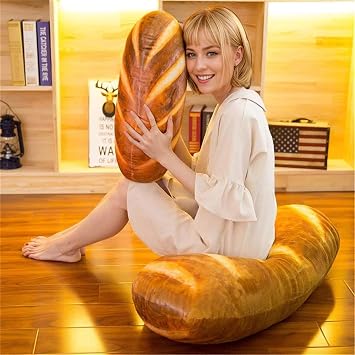 Suneast Funny 3D Simulation Bread Shape Pillow Soft Lumbar Back Cushion Plush Stuffed Toy Food Throw Pillow for Home Sofa Decor Gift - 60cm