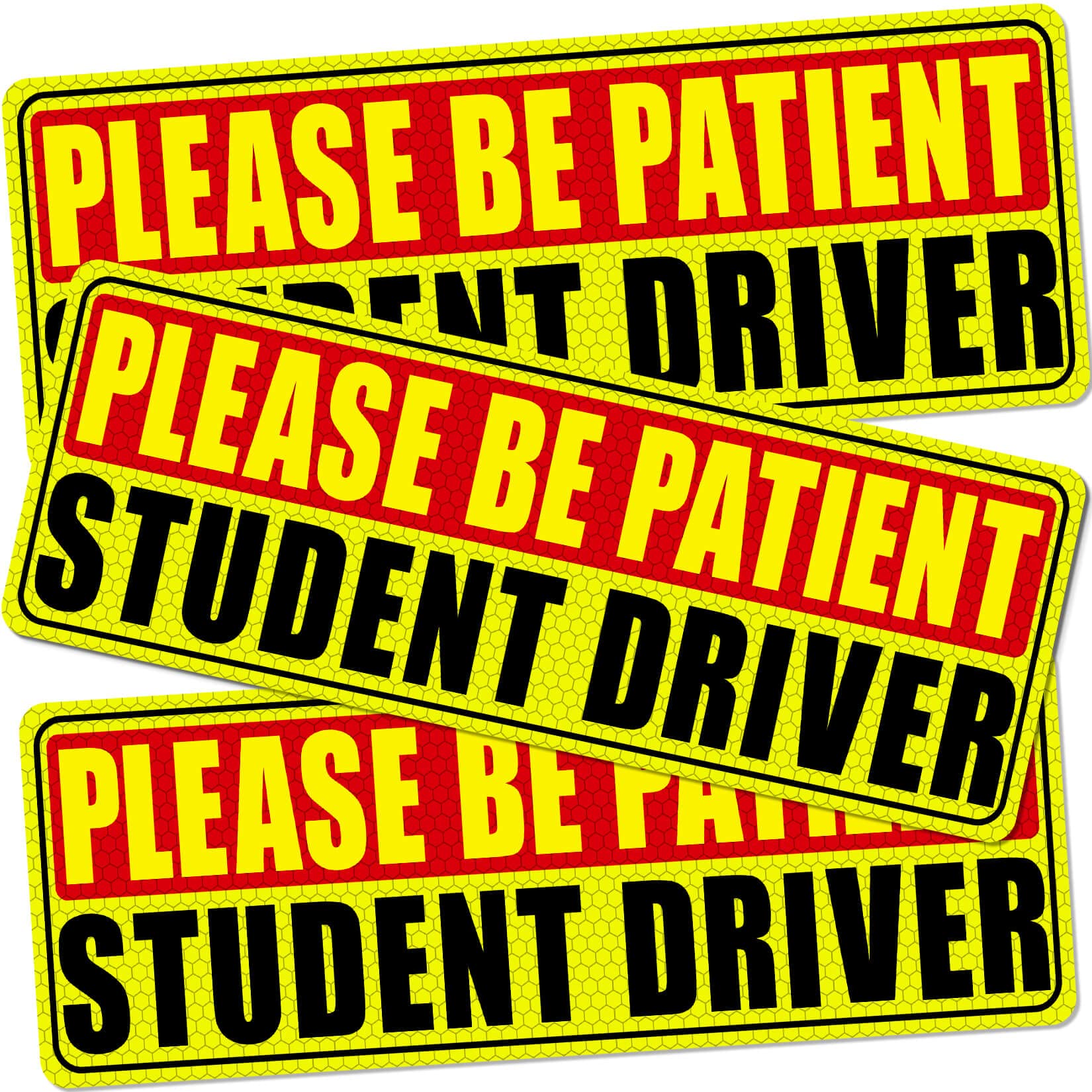 PSLER Student Driver Magnet for Car, be Patient Student Driver Magnet Boys and Girls New Student Driver Sticker Safety Warning Reflective Signs Reusable Movable 4 Pcs