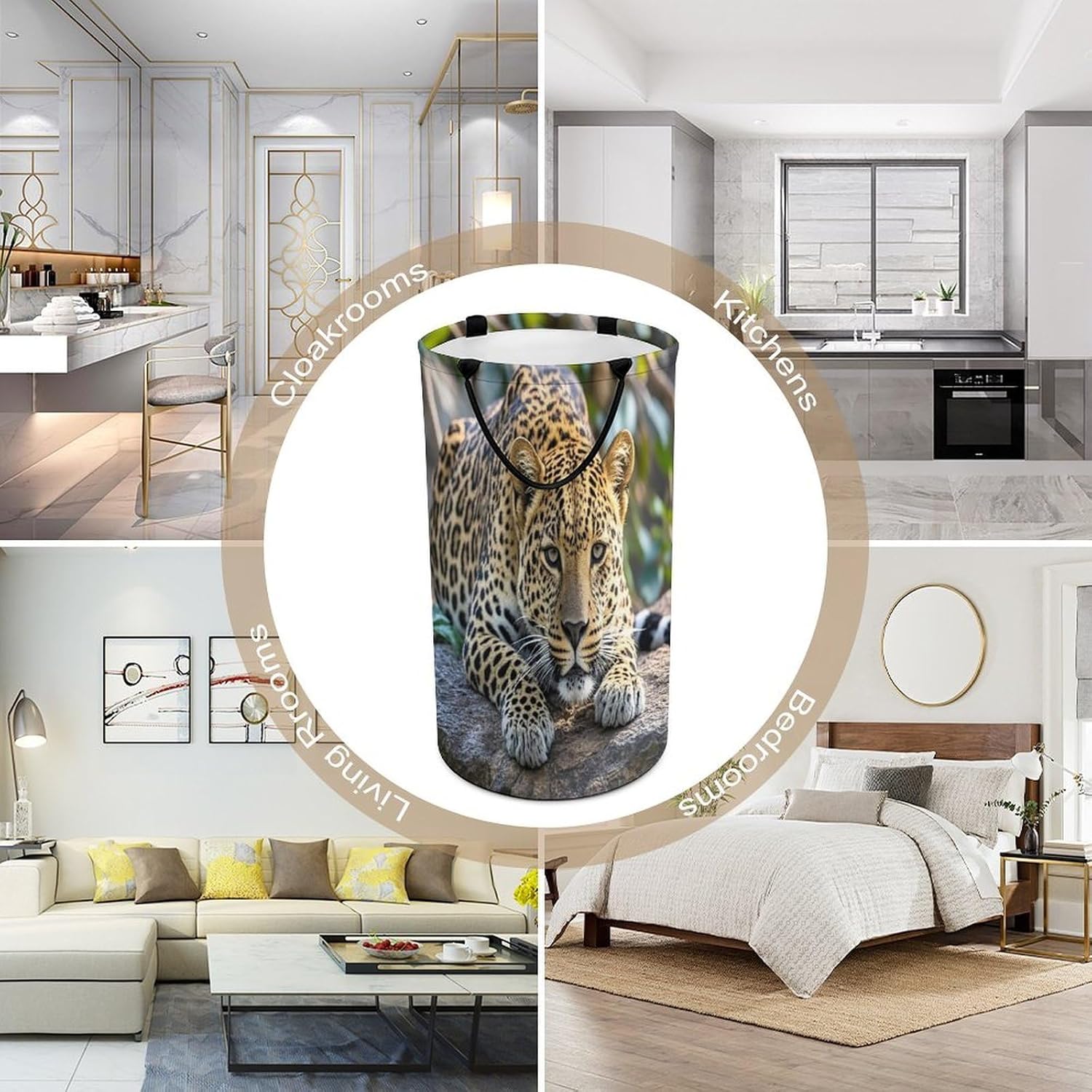 Leopard on The Stone Laundry Hamper Large Collapsible Laundry Basket with Handles Waterproof Clothes Hamper Portable Dirty Clothes Basket for Bedroom Laundry Room Closet Bathroom