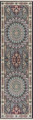 Miniatura 3 de Unique Loom Colección Narenj Adams - Alfombra de área (2 pies 7 pulgadas x 9 pies, azul marinobeige)