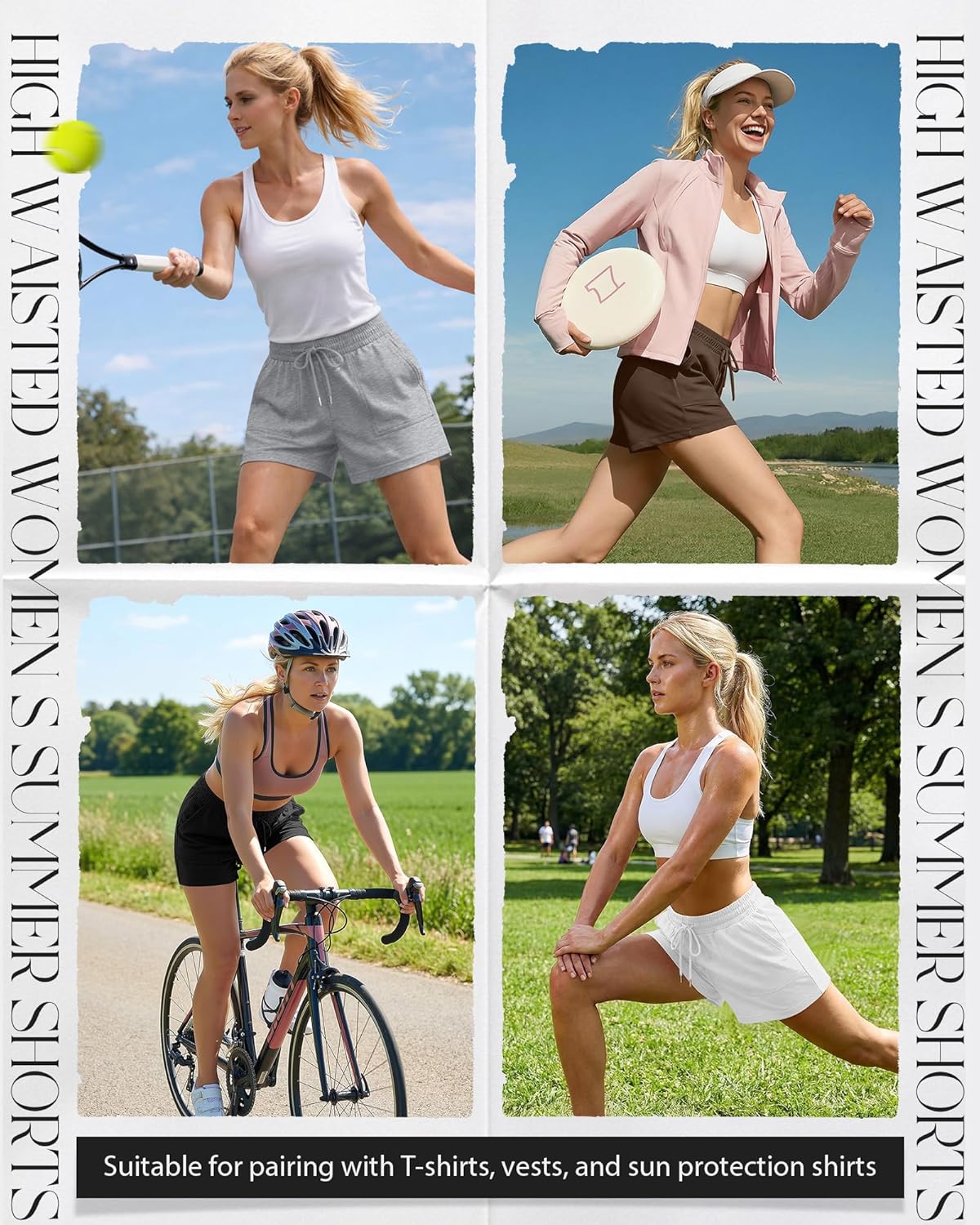 Neer 4 Pack Womens Sweat Shorts Cotton Casual Lounge Drawstring High Waist Summer Loose Elastic Athletic Shorts with Pocket - Image 5