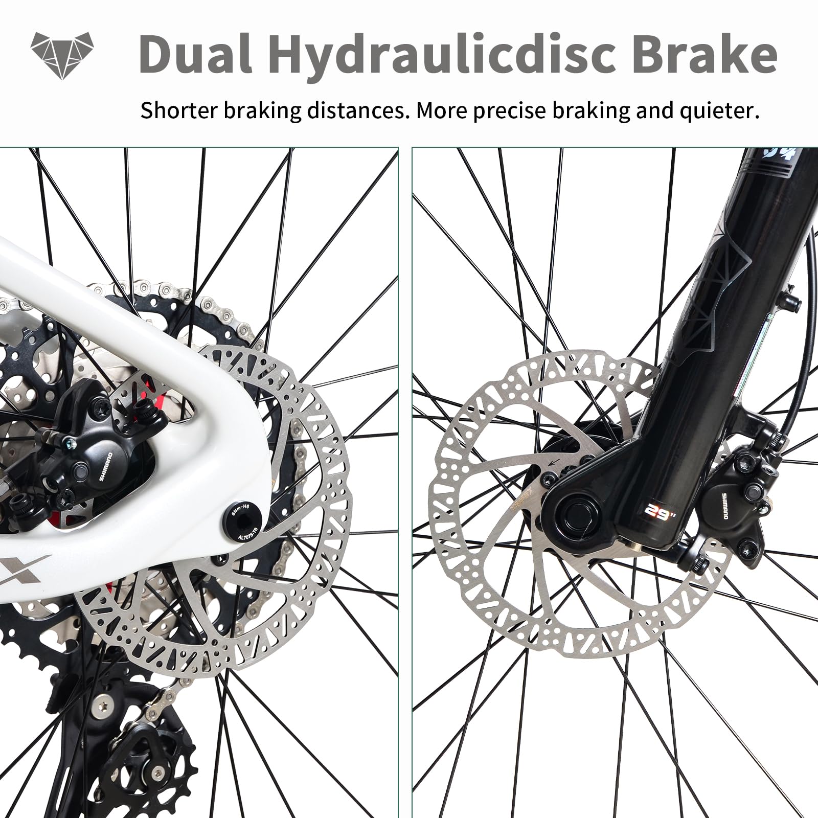 TRIFOX Carbon Full Suspension Mountain Bike with Shimano M6100 Deore Groupset 12-Speed, with Boost 29er Carbon Mountain Bike T800 Carbon Frame Carbon Integrated Bar, 140mm Travel Air Fork, Rear Shock