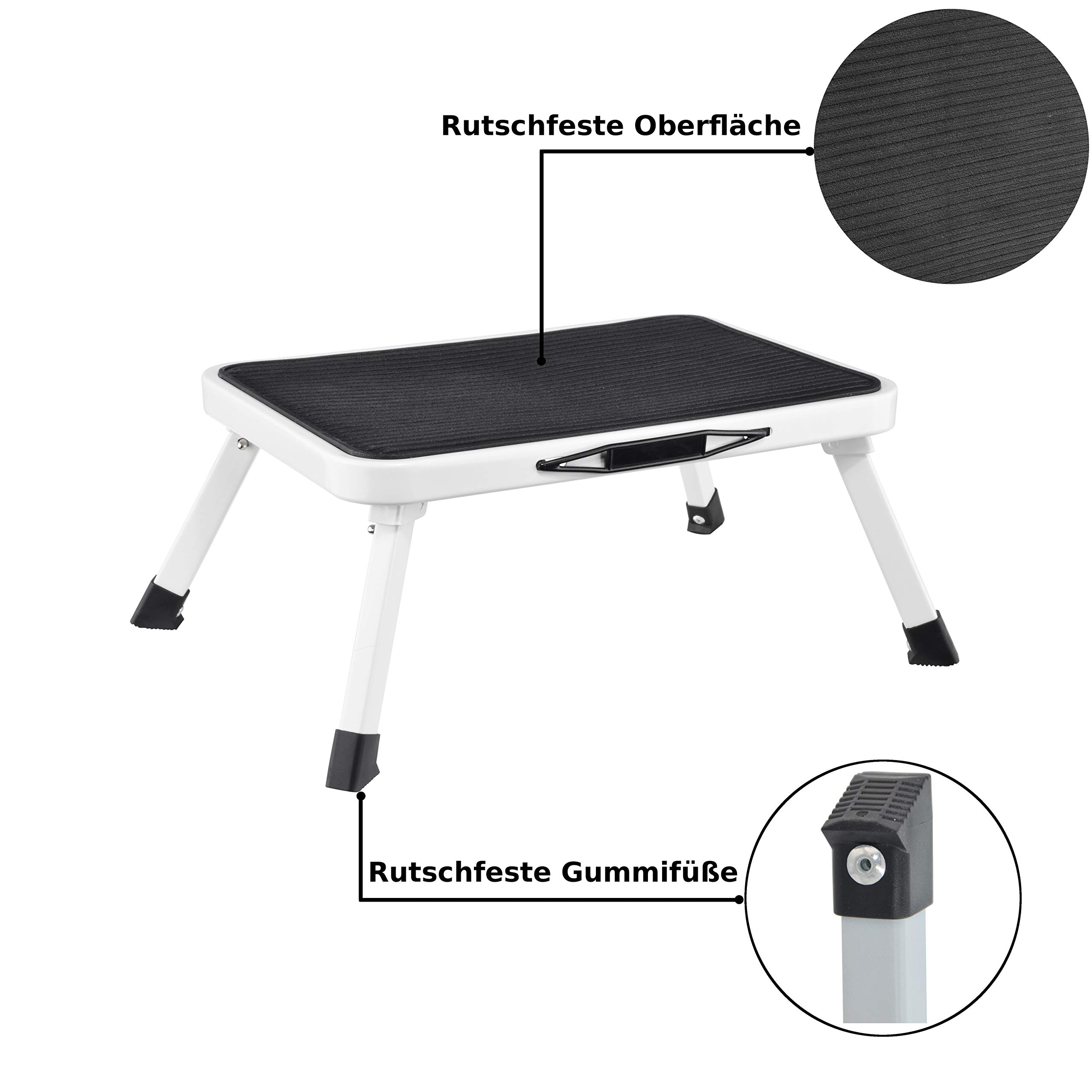Wohnwagen Trittstufe klappbar - Tritt belastbar bis 150 kg - Camping Klapptritt mit Rutschfester Oberfläche