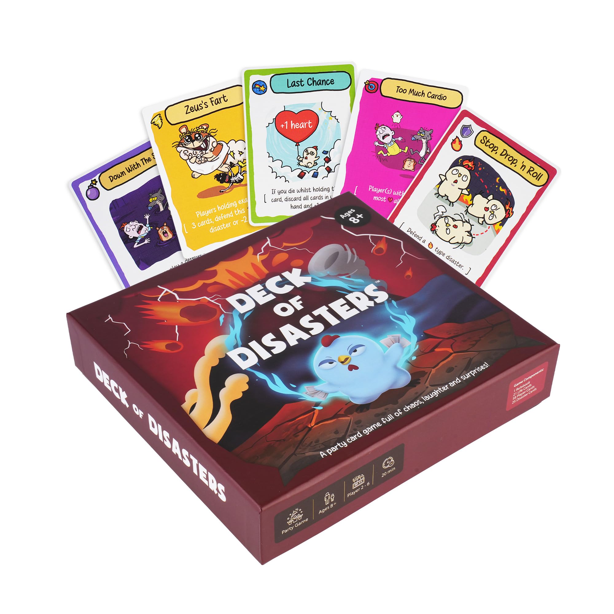 DECK OF DISASTERS - Funny Family Party Card Game for Kids & Adults Ages 8+, 2-6 Players, Fast-Paced Elimination Board Game for Game Night