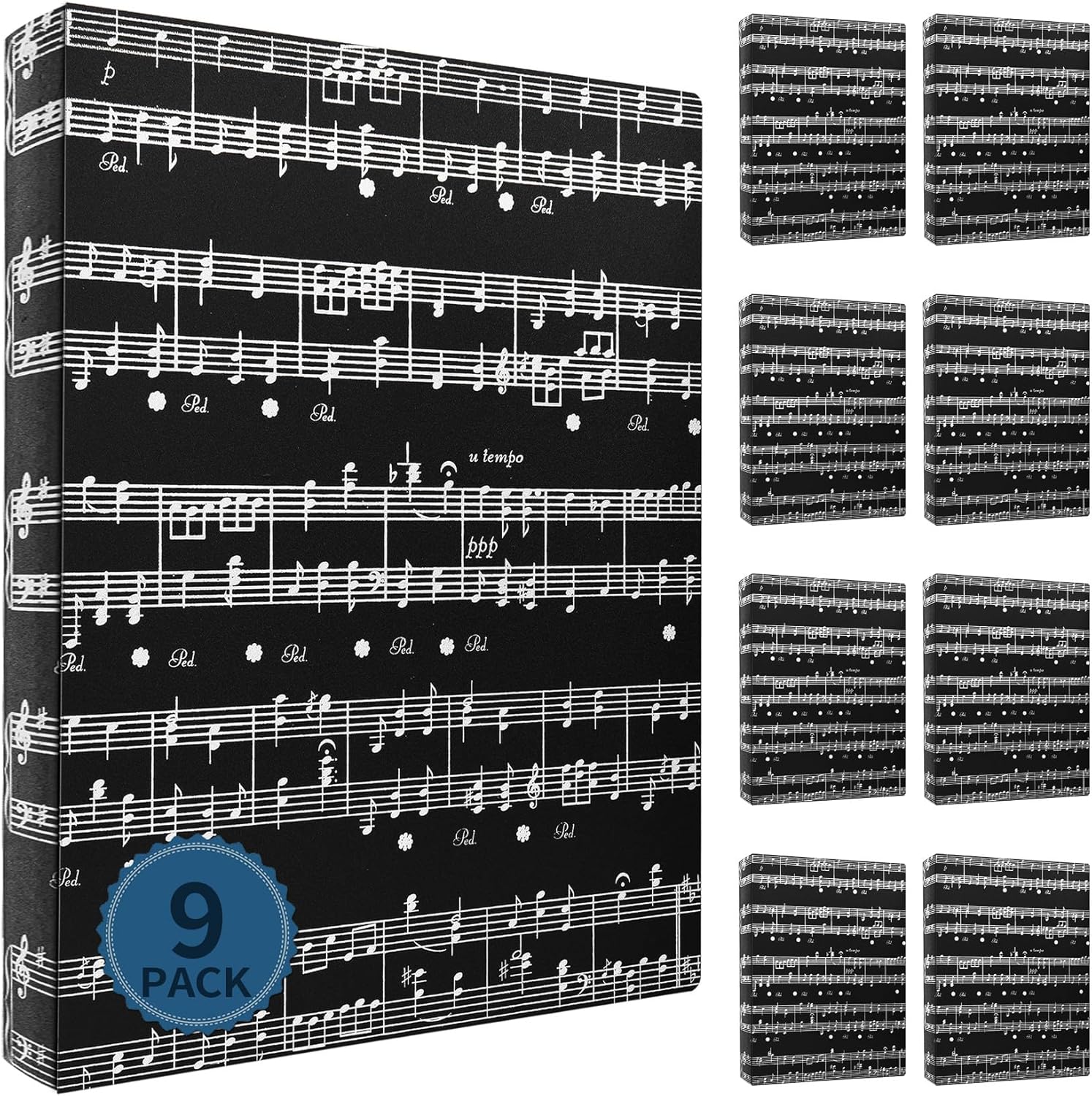 Music Folder Sheet Bulk 9 Pack Music Folders Binder Music Choral Storage Holder Band Folder (Staff Notation, 9p)