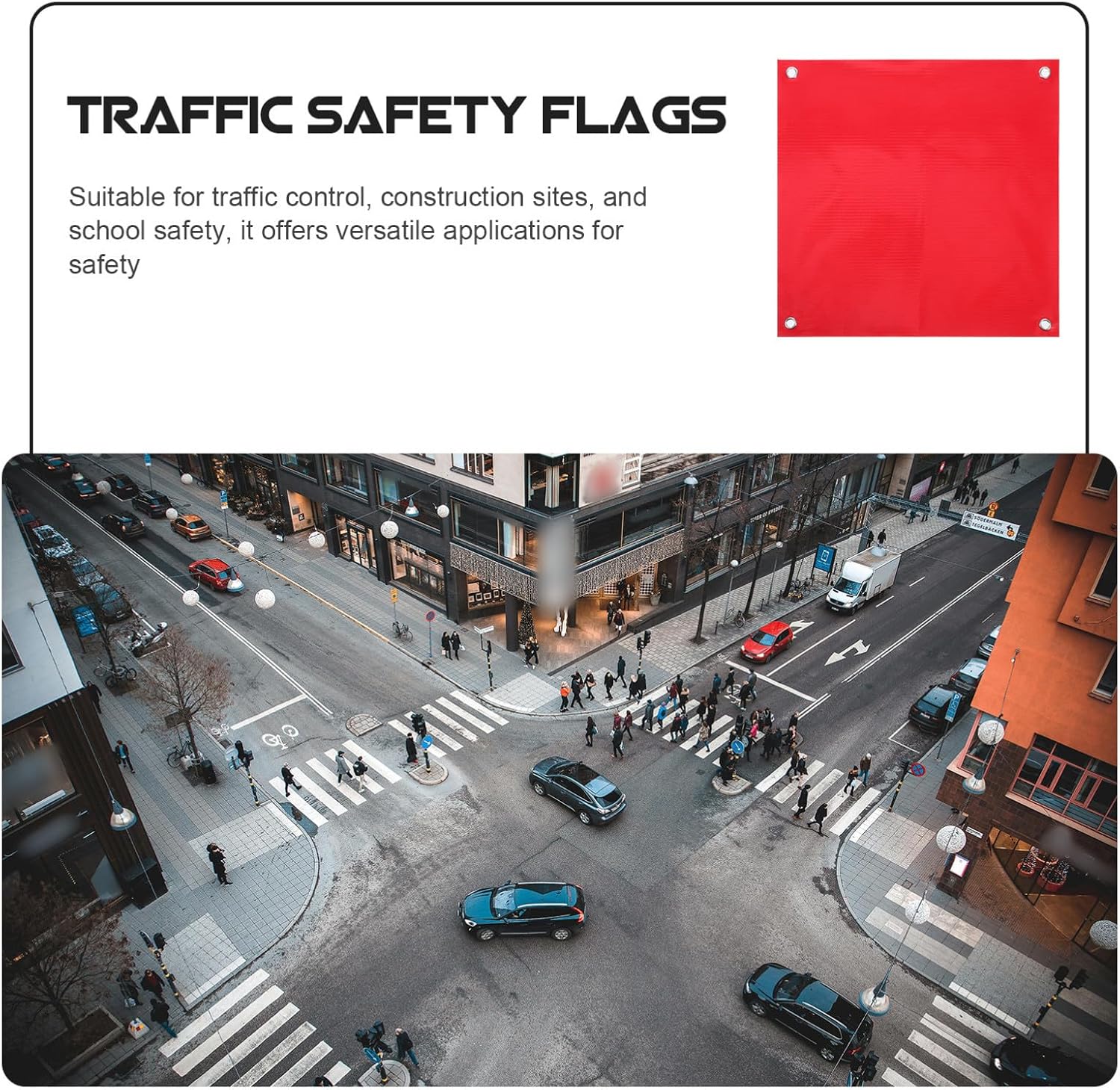 4pcs Pvc Plastic Traffic Safety Warning Flags with Mesh Fabric and Wooden Handles 30x30cm – Sturdy Plastic Emergency Flags for Road, Construction, and Traffic Control