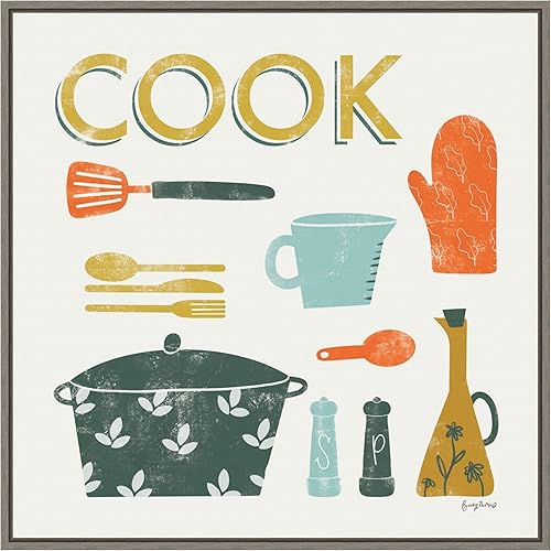 Miniatura 15 de Amanti Art Framed Canvas Wall Art 16x16 Retro Kitchen III Cook by Becky Thorns, Framed Wall Art Canvas, Cuisine Artwork, Traditional Decor, Small