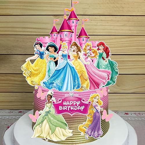 Miniatura 3 de 14 piezas de decoración de pastel de princesa para decoración de fiesta de cumpleaños de niñas, suministros de fiesta de cumpleaños de princesa,