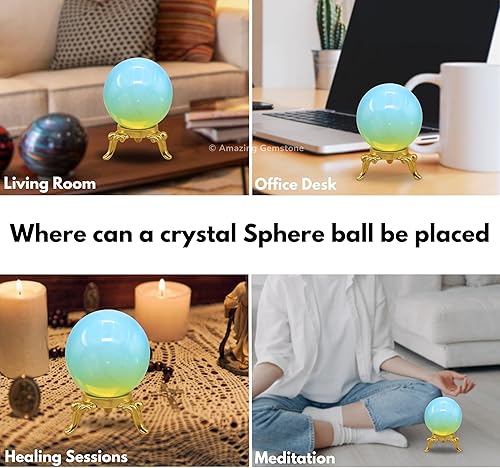 Vista 104 de Amazing Gemstone Black Tourmaline Crystal Ball with Stand - 2" Inches Crystal Sphere Meditation Balls for Witchcraft and Decorative Balls