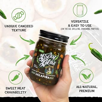 Lucky Lolas | Jarred Jalapenos, 4 Pack | 0g Sodium, 0g Fat | Party Platter, Midnight Snack, Low-Carb Diet | Gluten Free, Dairy Free, No Corn Syrup, No Artificial Flavors, No Artificial Colors, No Artificial Preservatives (4pk, Jalapina Heat)