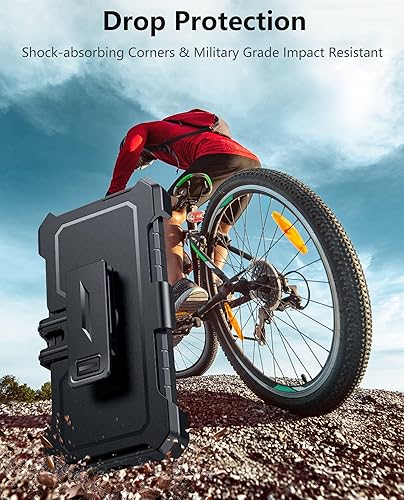 Miniatura 6 de FNTCASE Funda para Samsung Galaxy S21-Ultra Funda protectora militar a prueba de golpes con funda de clip para cinturón y soporte, a prueba de