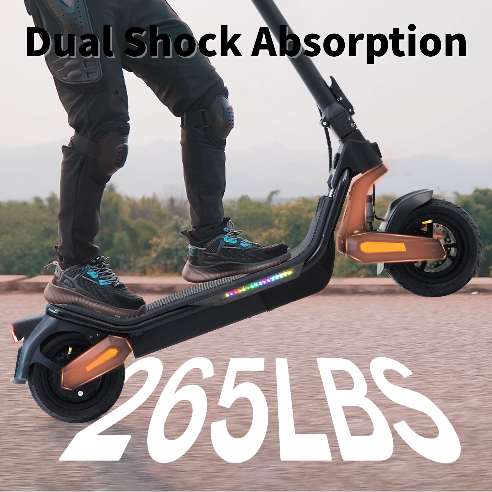Trottinette Electrique Adulte, Moteur 1000W, Autonomie 45-55KM, Batterie 13 Ah, 9.5" Tout Terrain Trotinette Electrique Pliable, Double Amortisseurs, Double Frein, avec App
