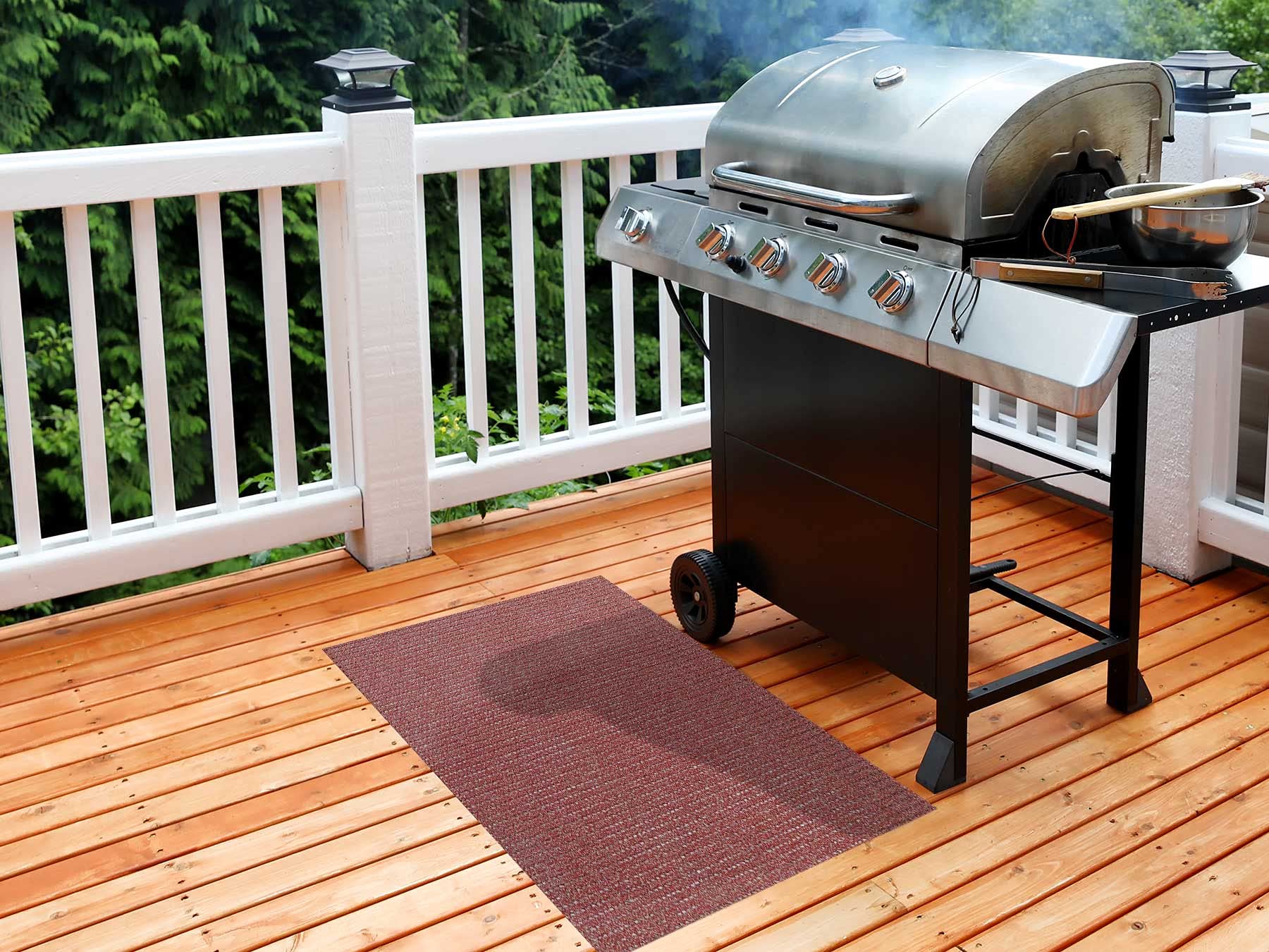 Primaflor - Ideen in Textil BBQ Barbecue Grillunterlage Bodenschutzmatte für Grill - Safety, Terra, 100x120cm, Schwer Entflammbare, Robuste, Anti-Rutsch Grillschutzmatte