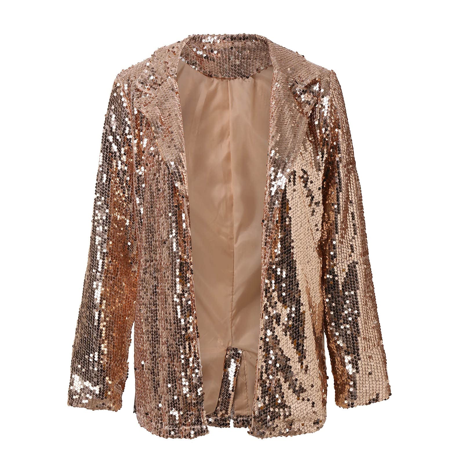 Helluva Boss Womens Sequin Jackets Open Front Blazer Shiny Jacket Casual Long Sleeve Sparkly Cardigan Coat