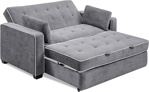 Miniatura 55 de Serta Ainsley Sofá biplaza con cama extraíble de microfibra Java Full Java,Carbón vegetal,Gris claro,Ostra,Azul marino