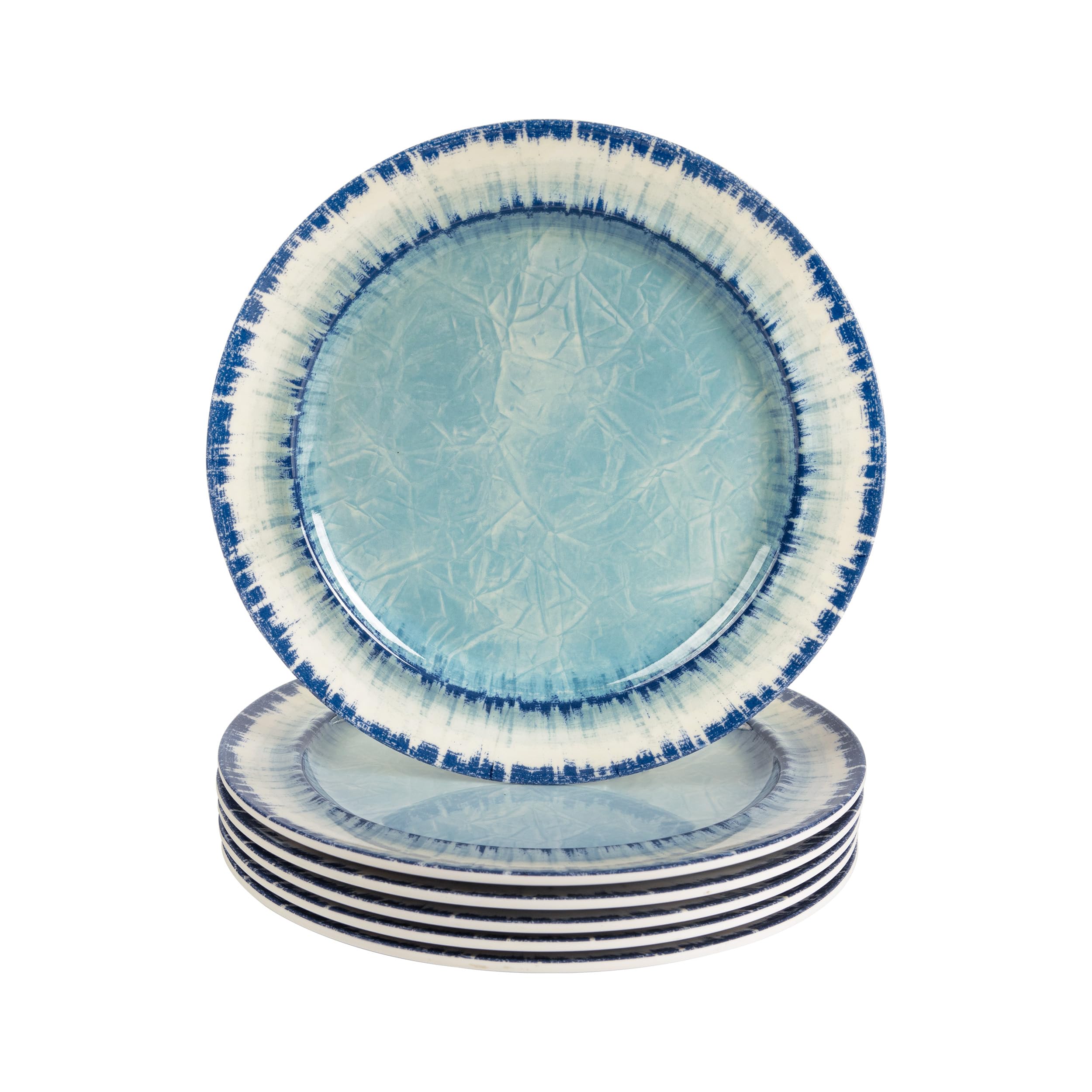 AELS Melamine Dessert Plates Set of 6, 8.5 inch Small Dinner Plates for Indoor and Outdoor Use, Dishwasher Safe, Lightweight Unbreakable, BPA Free, Light Blue