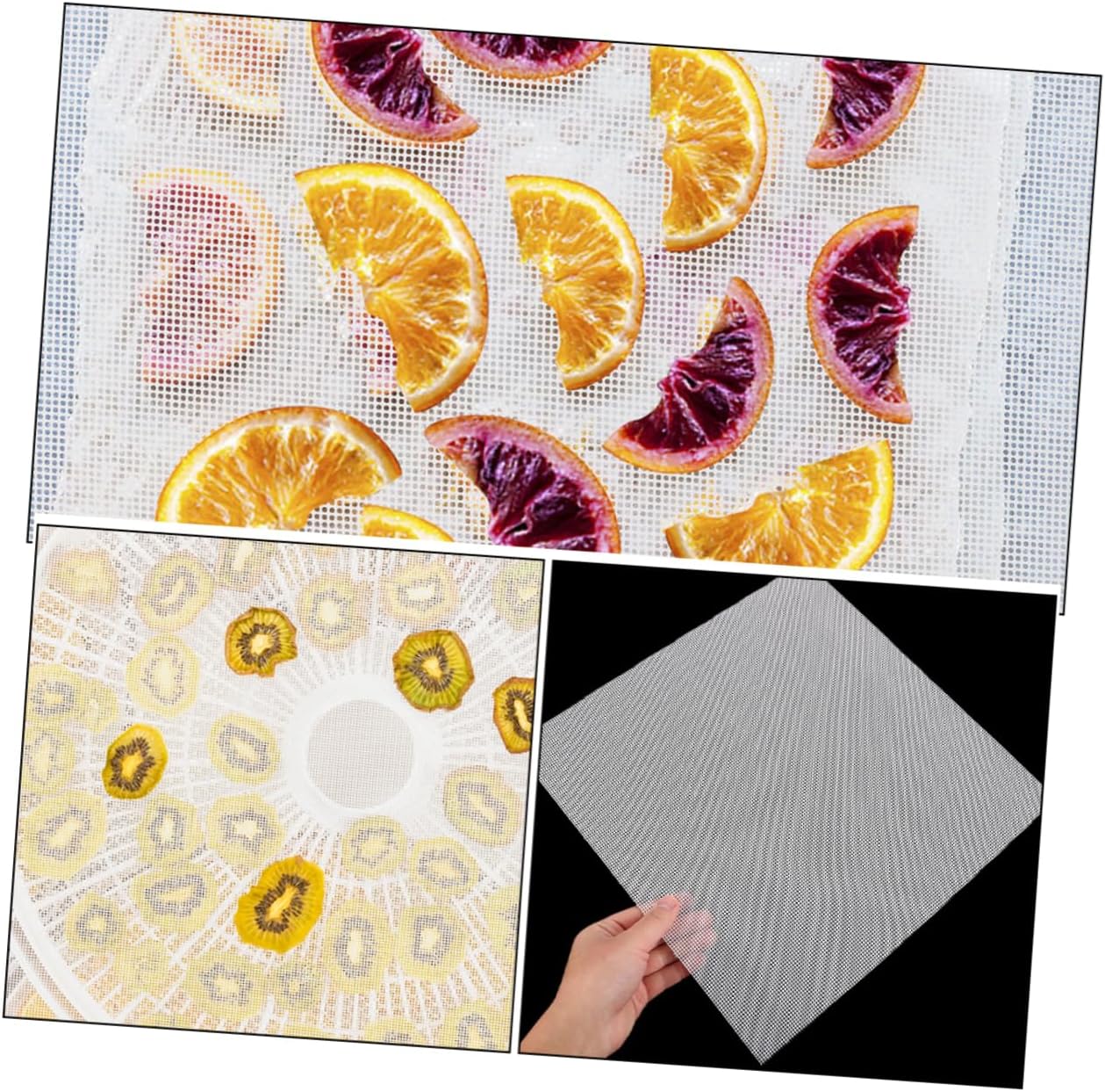 SHOWERORO 12pcs Reusable Silicone Dehydrator Mats Non-stick Mesh Sheets for Baking Cooking Oven Mats for Fruits Vegetables