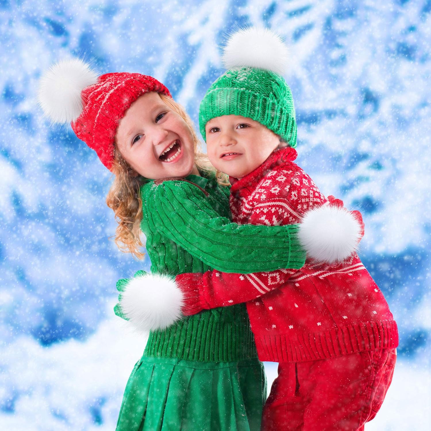 JOYOLA Kunstfell Pompons 8 Stück - Flauschige Bommel DIY Dekoration