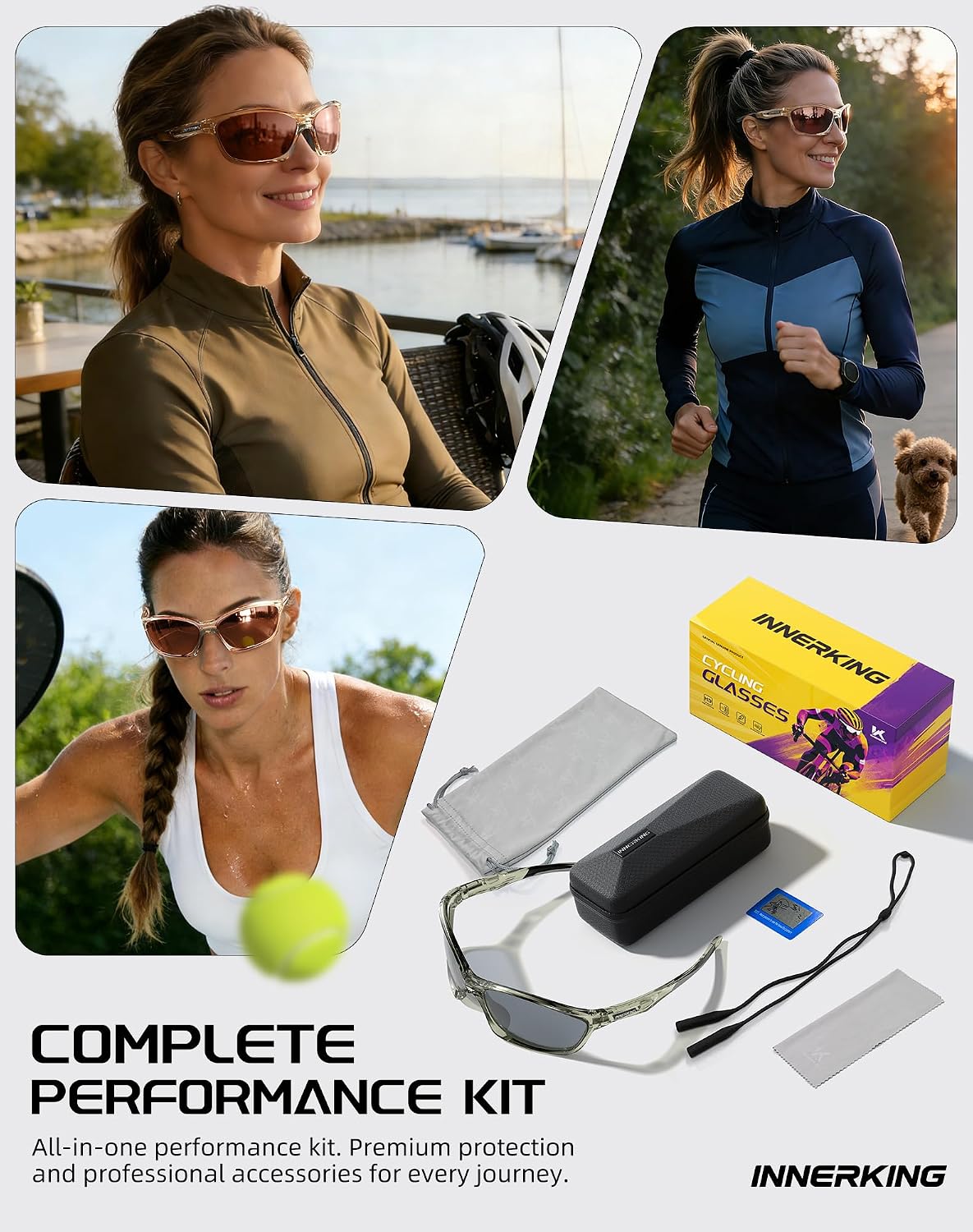 Innerking Sports Polarized Sunglasses for Men and Women, TR90 UV Protection Sun Glasses for Fishing Cycling Driving Running