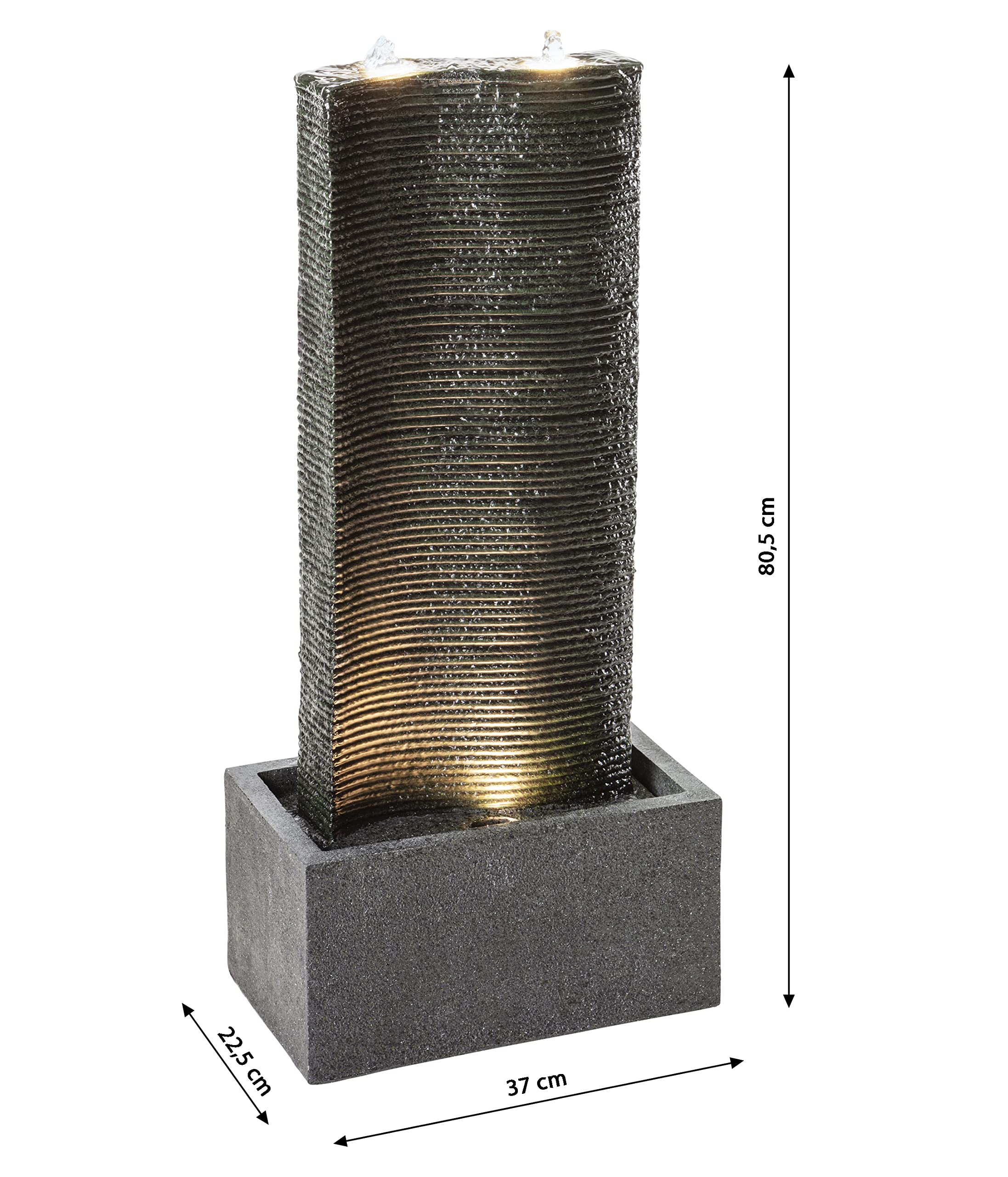 Dehner Fontanna Ogrodowa LED, Szary, 80,5 x 37 x 22,5 cm