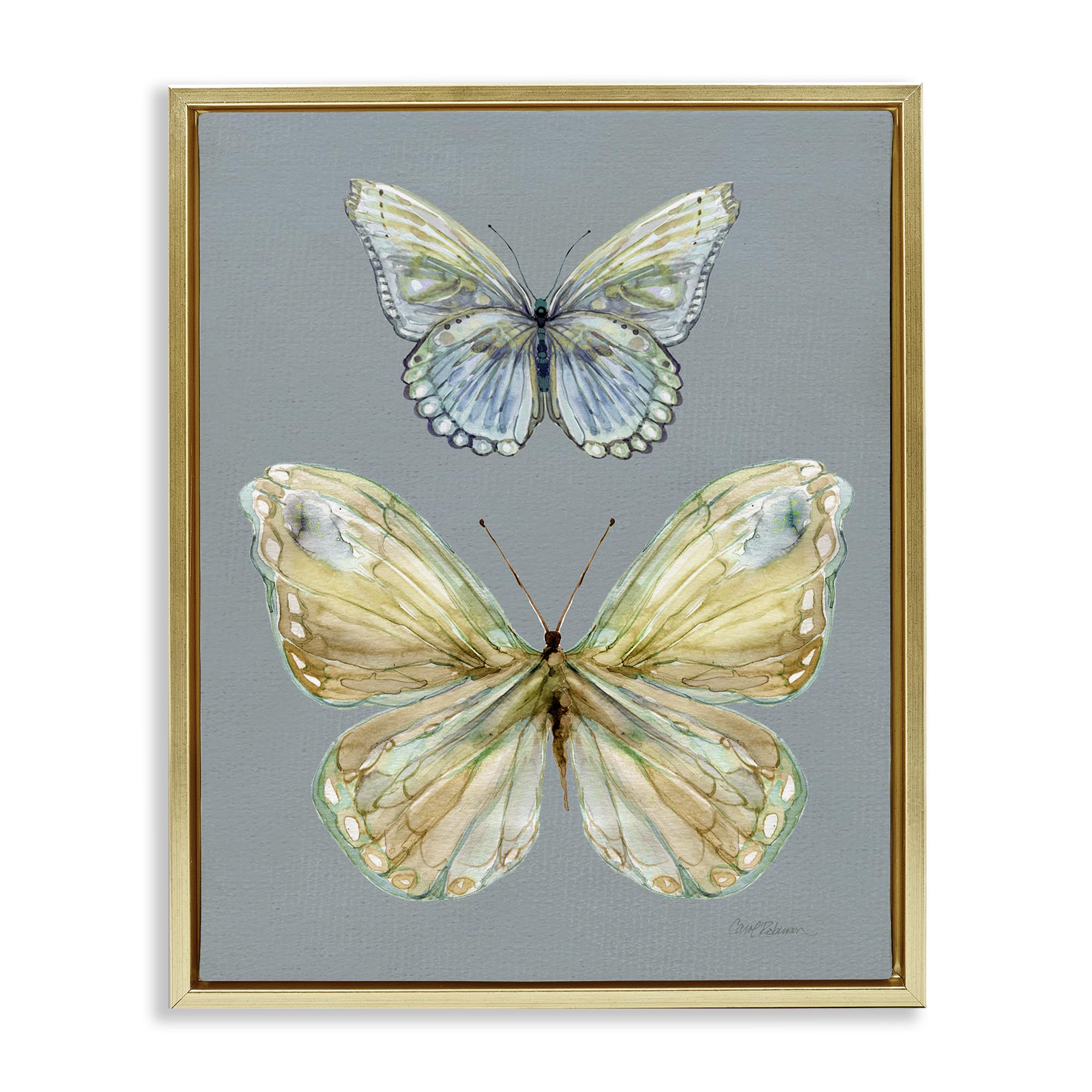 Stupell Industries Metallic Gold (Matte) 'Delicate Butterflies On Slate'| Floating Frame Canvas Art