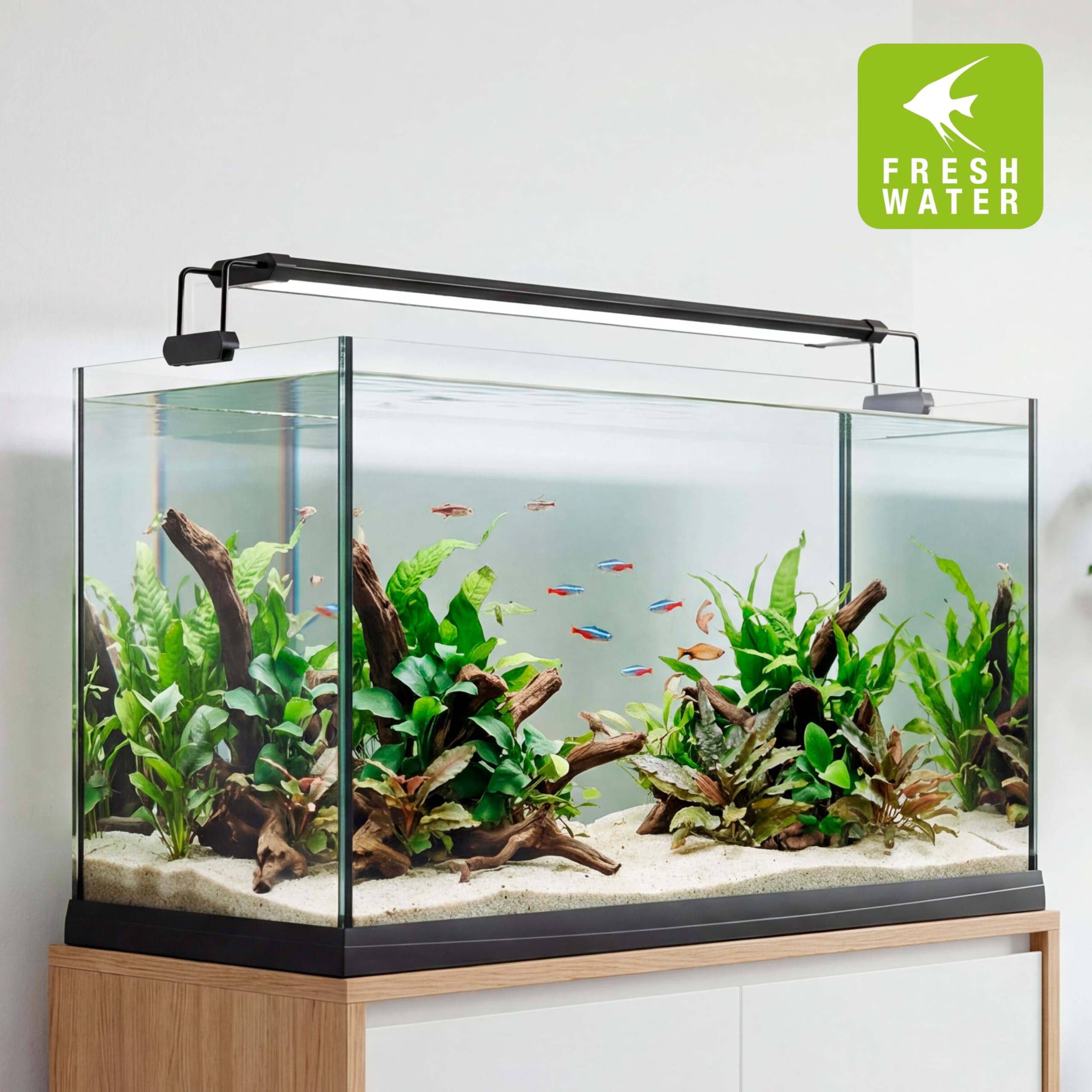 Hydor Lampe Aquarium LED AQ-LUX Fresh 700, 36 W (3000 LM) Spectre Professionnel, Dimmer et Timer Programmables, Supports Réglables, Alimentation INCL, IP67, 72 x 8 x h 9,5 cm.