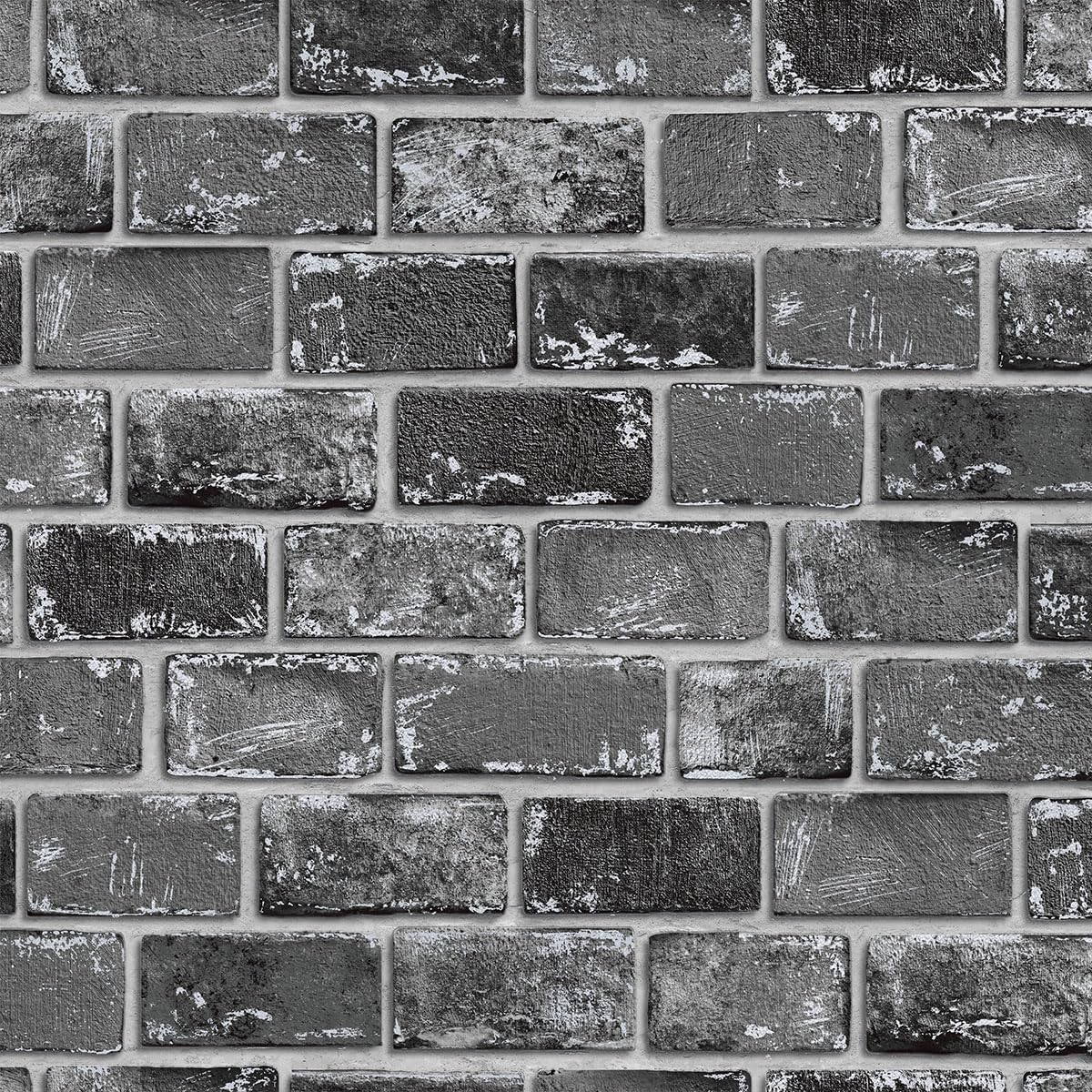 GaliGali Black and Silver Brick Wallpaper, Peel and Stick Wallpaper, Self-Adhesive Classic Antique Texture Rock Wall Paper, Removable Contact Paper for Home Decoration 17.3"x393", No.A07020J-10
