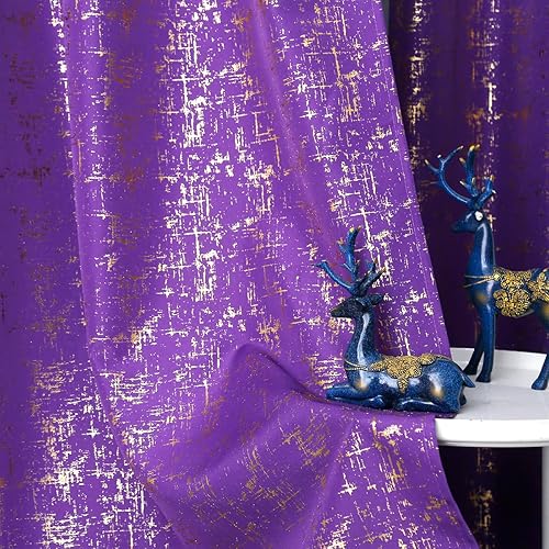 Miniatura 5 de Taisier Home Cortinas texturizadas de lino con estampado de lámina dorada, cortinas con diseño de puntos geométricos para guardería, habitación de