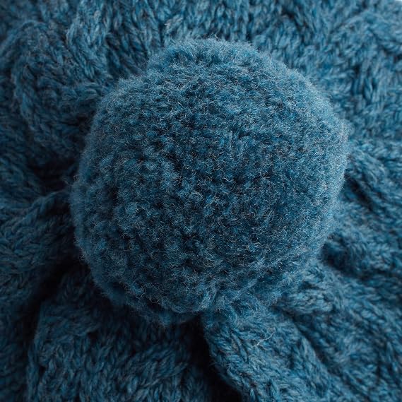 Aran Woollen Mills Decorative Button Multi Cable Bobble Hat