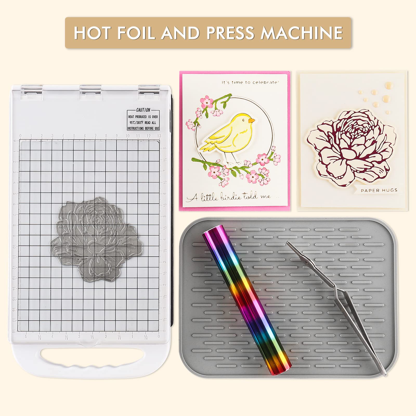 Heißprägefolienmaschine Heißfolien-Prägemaschine Heißfoliensystem für die Kartenherstellung Vinylfolientransfer Heißfolien und Pressmaschine EU Stecker 220 V Stanz-Scrapbooking Transferpresse Crafting