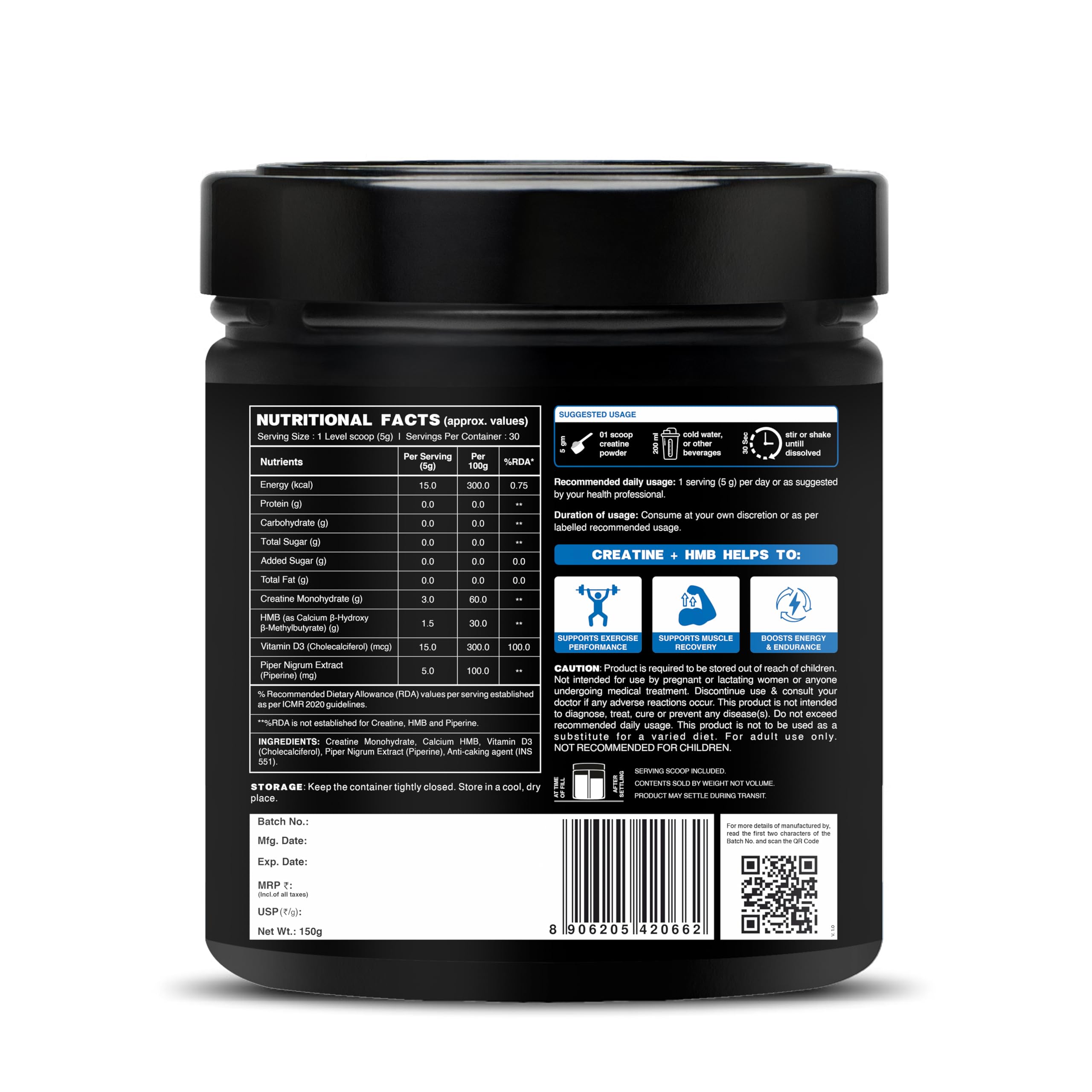 Bolt Creatine + HMB Supplement Powder | 150G, 0.33 LB | Unflavored — Amazon image 8
